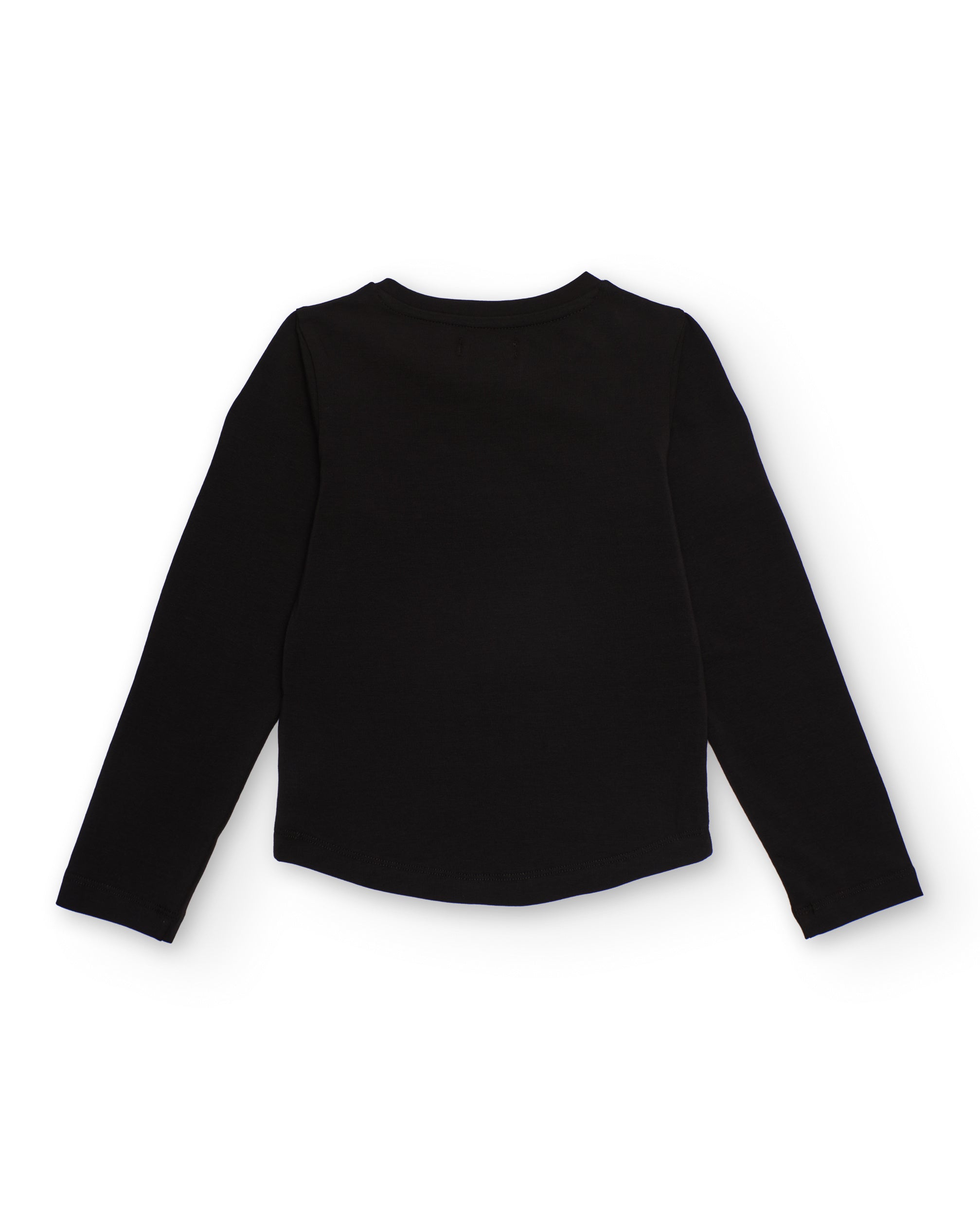 Camiseta negra de manga larga con detalle de lazo en strass