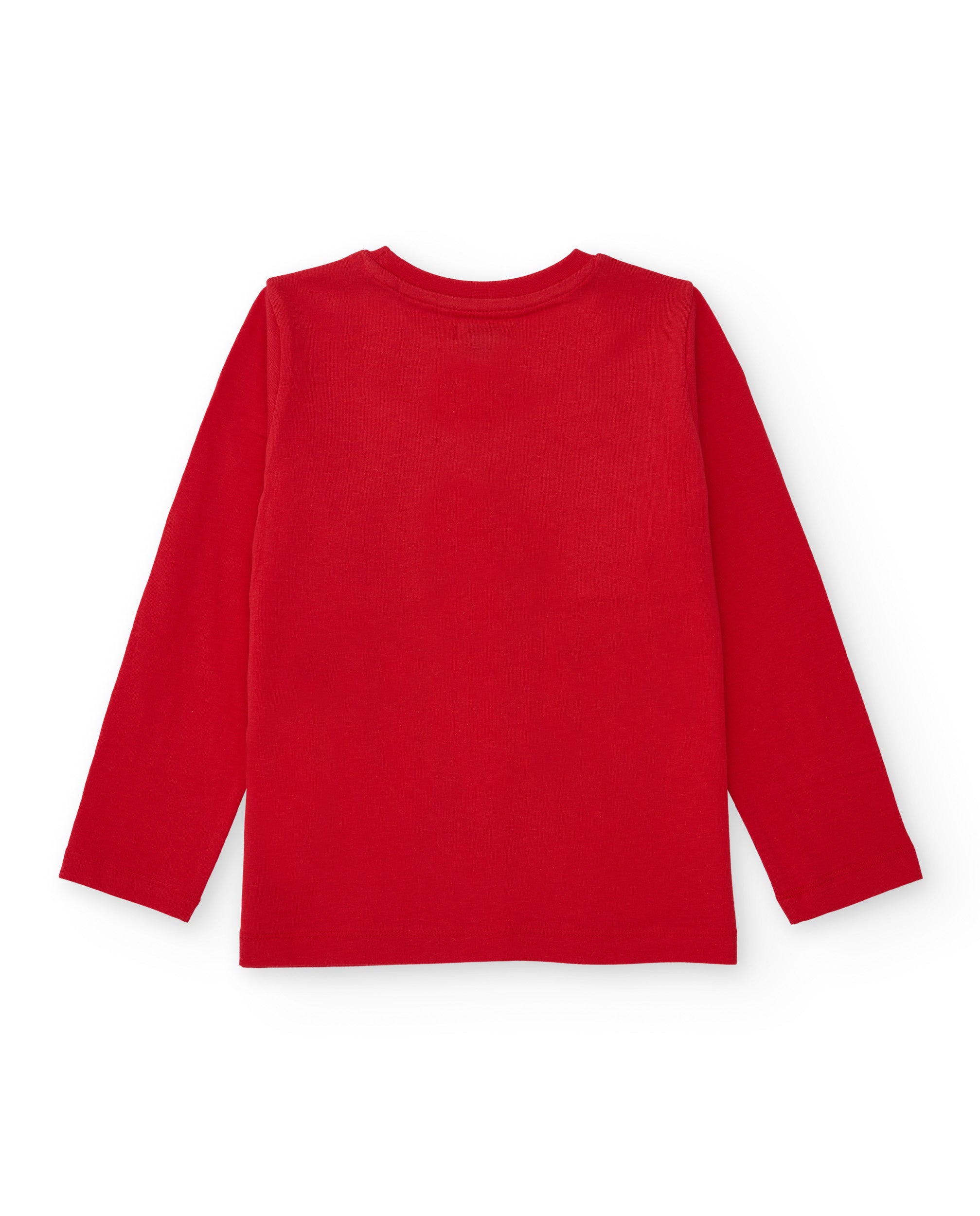 Camiseta roja de manga larga para niño con mensaje gráfico