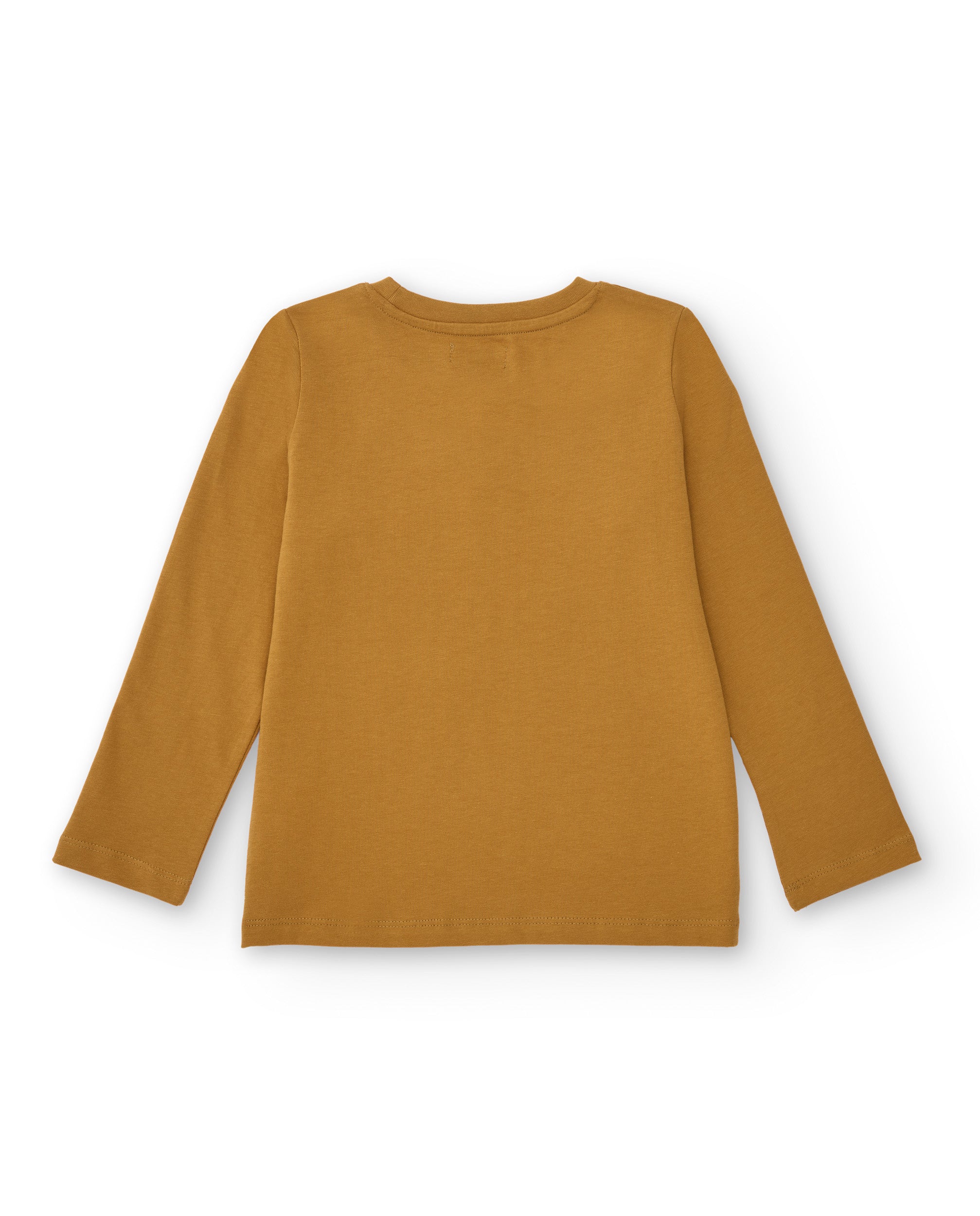 Camiseta mostaza de manga larga para niño con estampado de