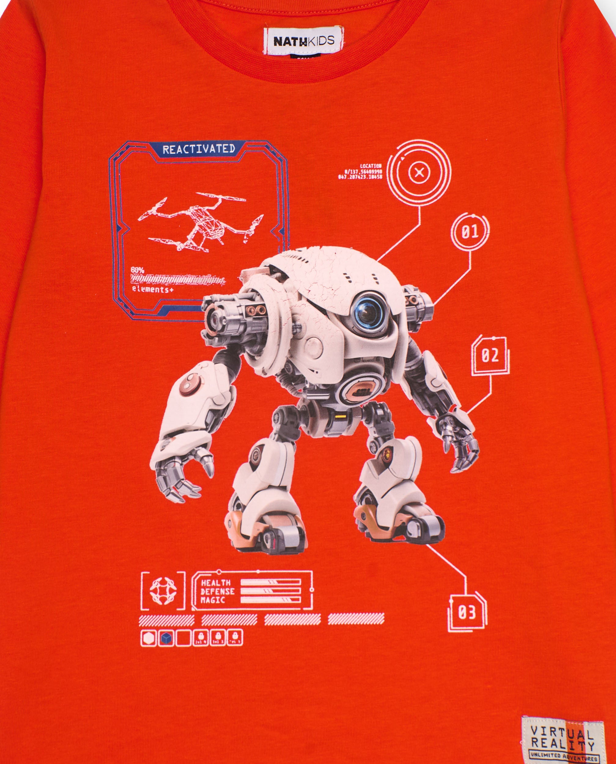 Camiseta de manga larga para niño color naranja con estampado