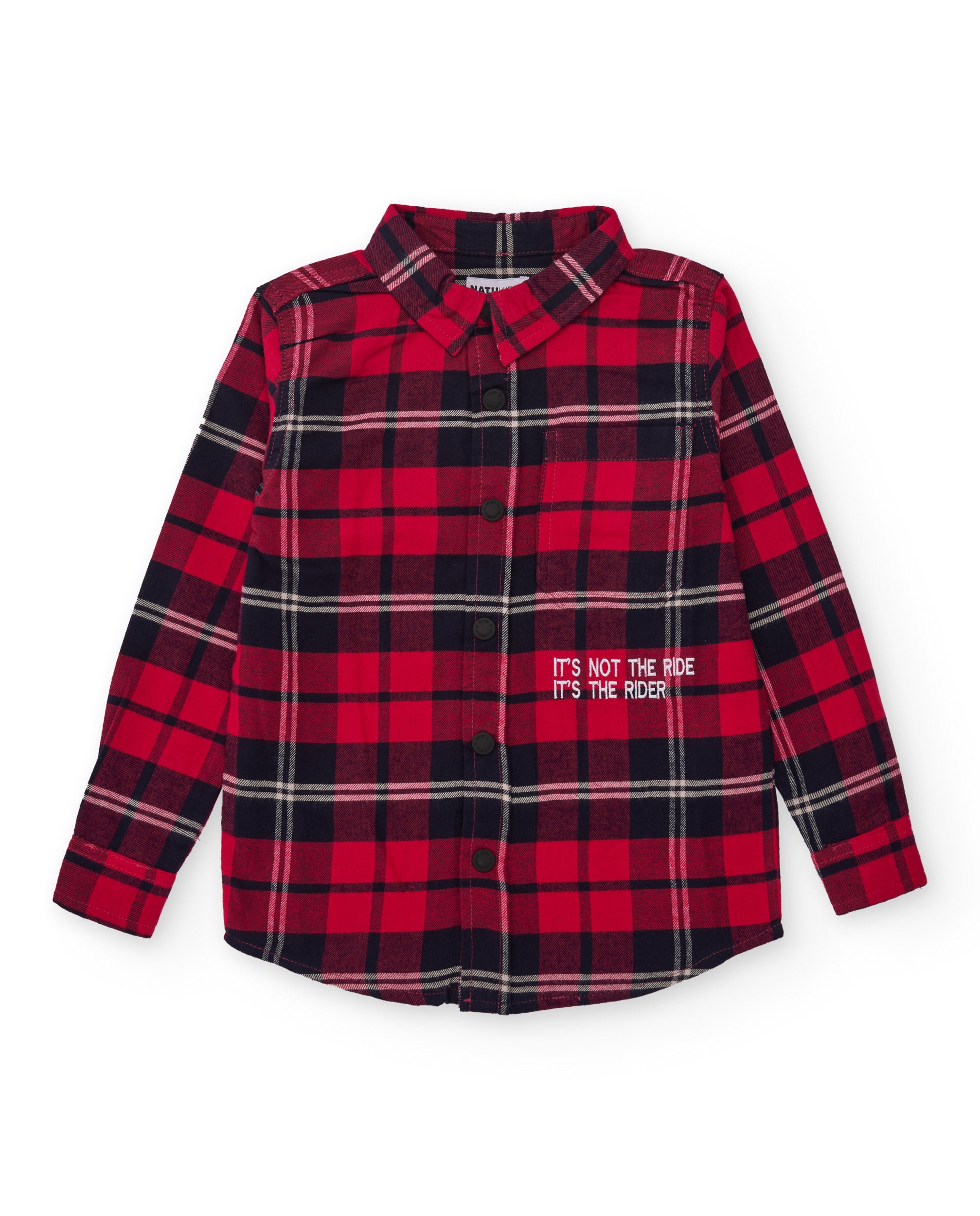 Camisa de franela para niño a cuadros rojos y negros
