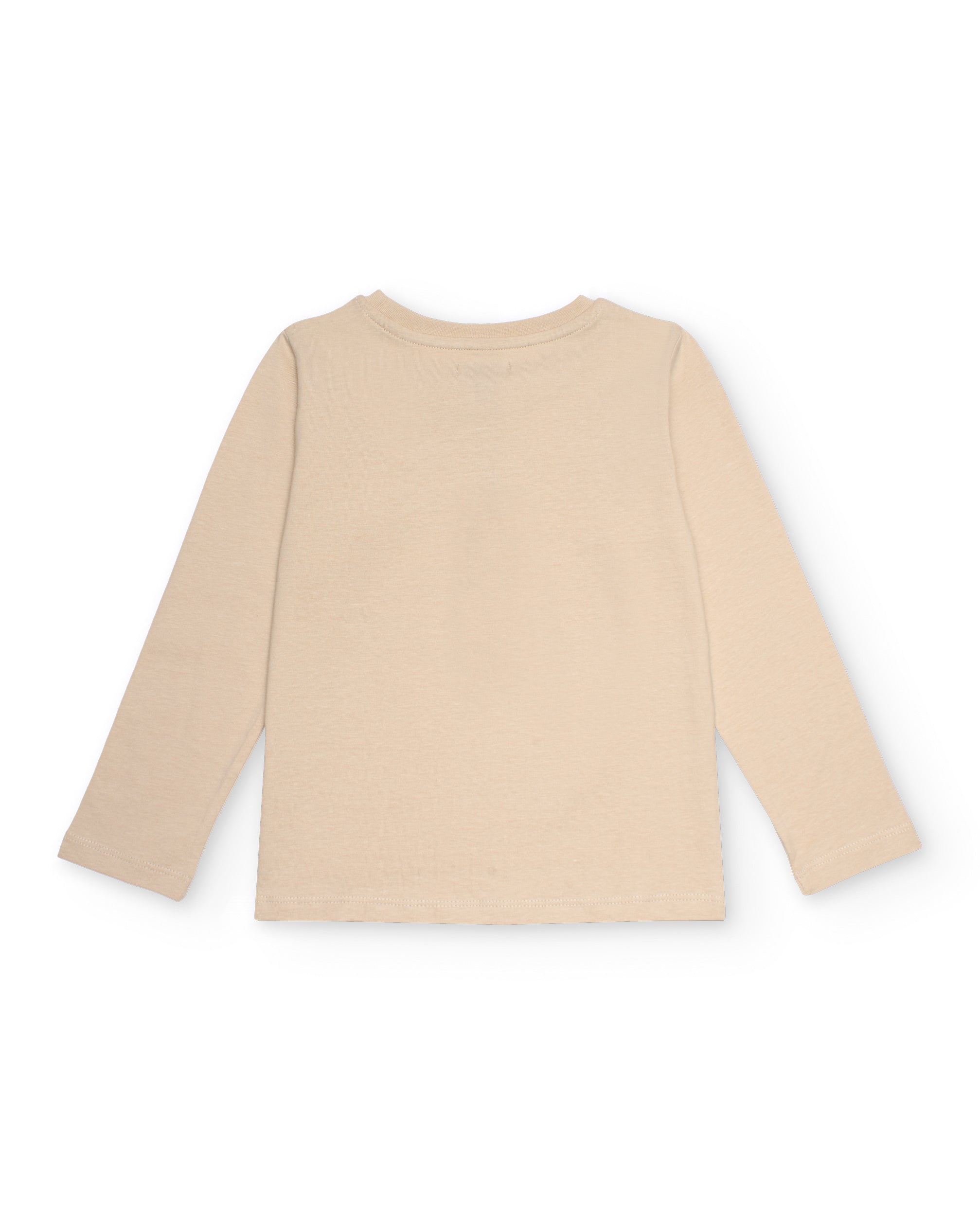 Camiseta beige de manga larga para niño con gráfico tecnológico