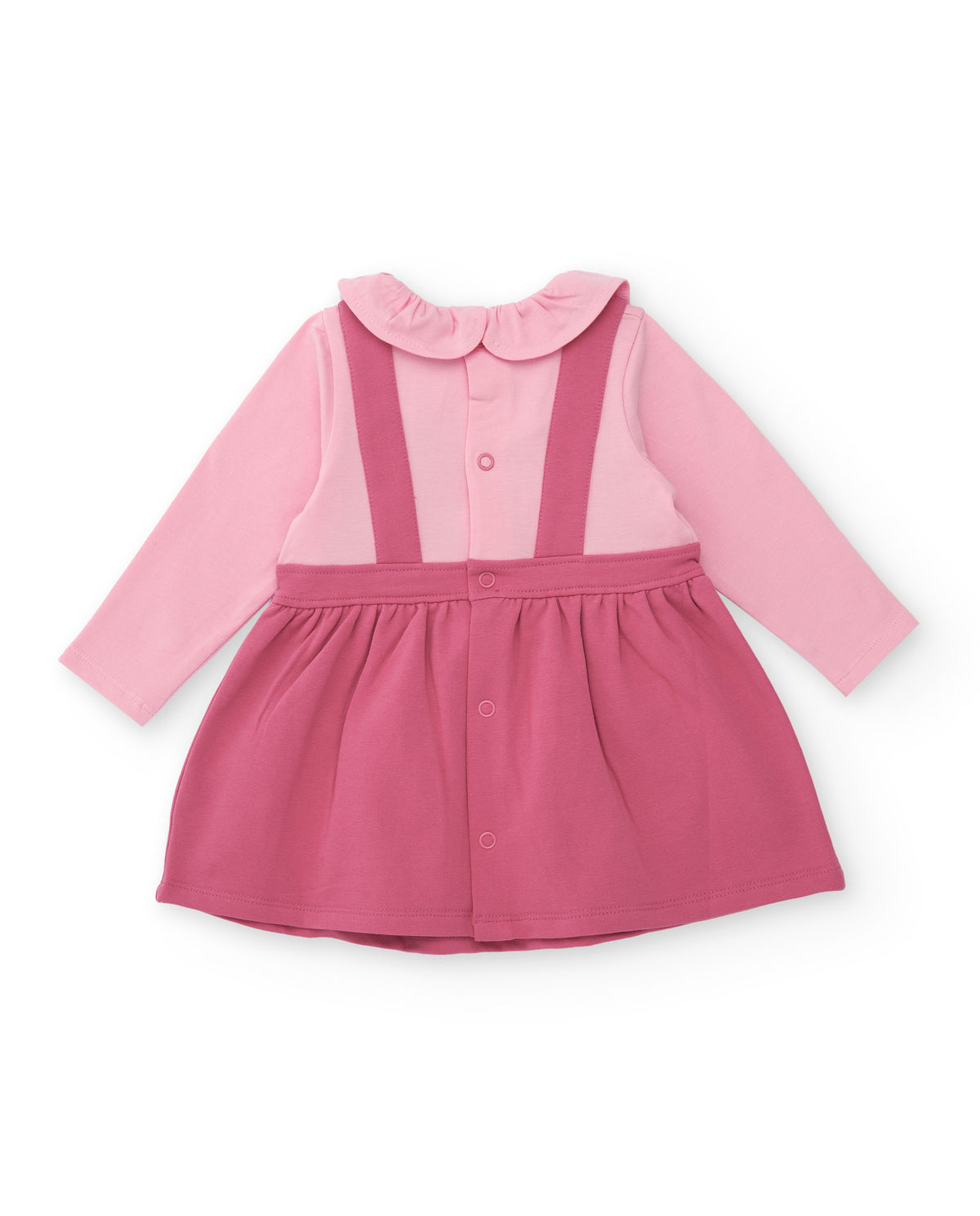 Vestido para recién nacido en tonos rosa con estampado de carita