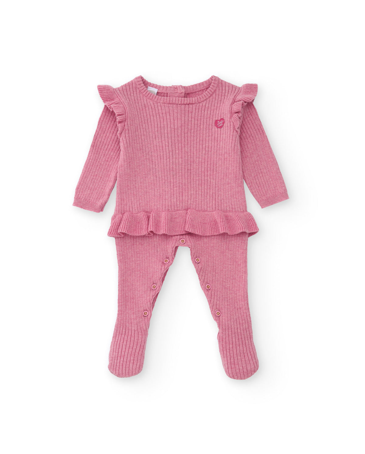 Pelele para recién nacido en rosa con volantes decorativos