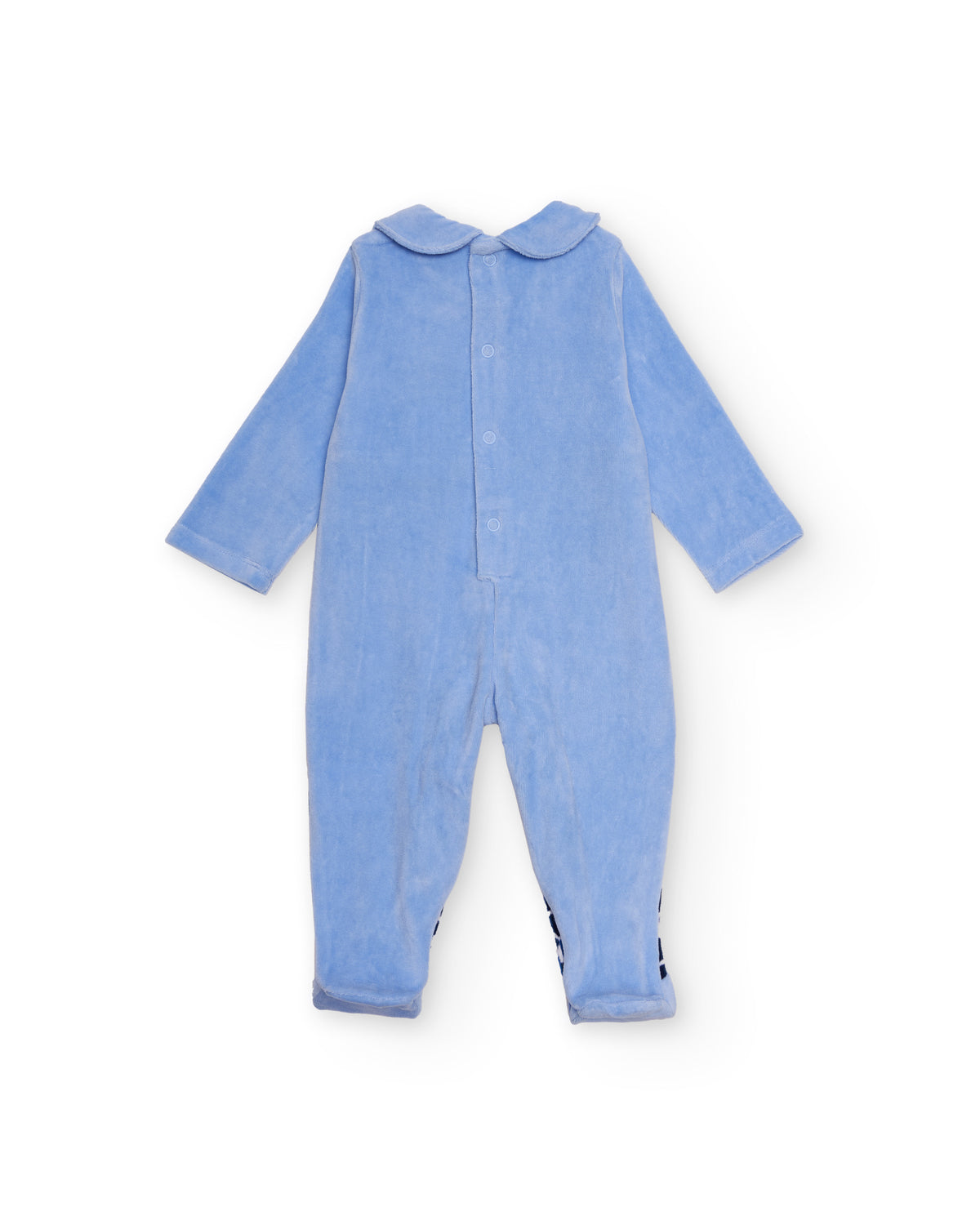 Pelele de recién nacido en azul con diseño de búho y estampado