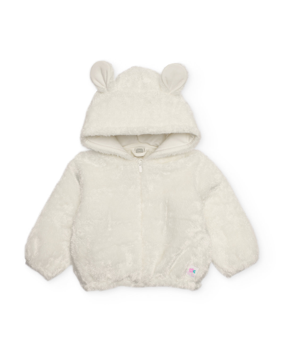 Chaqueta afelpada para recién nacido color blanco con orejitas