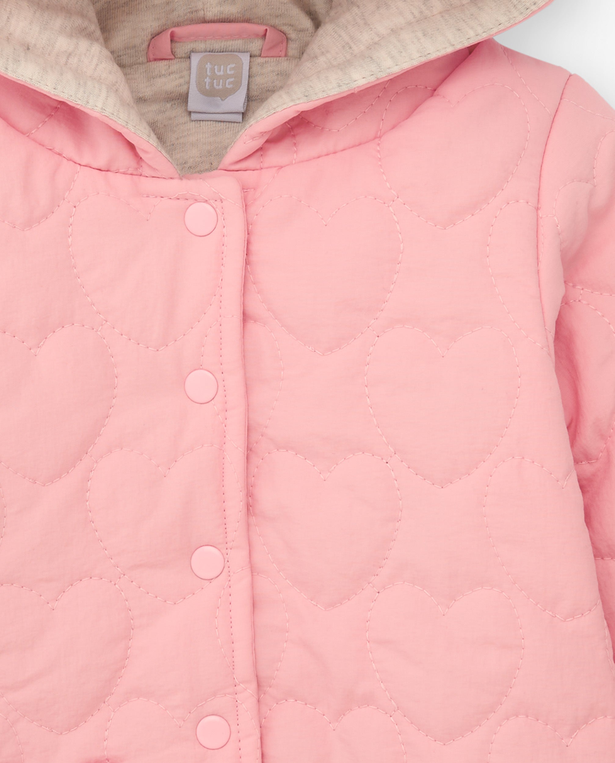 Chaqueta acolchada para recién nacido en rosa con capucha