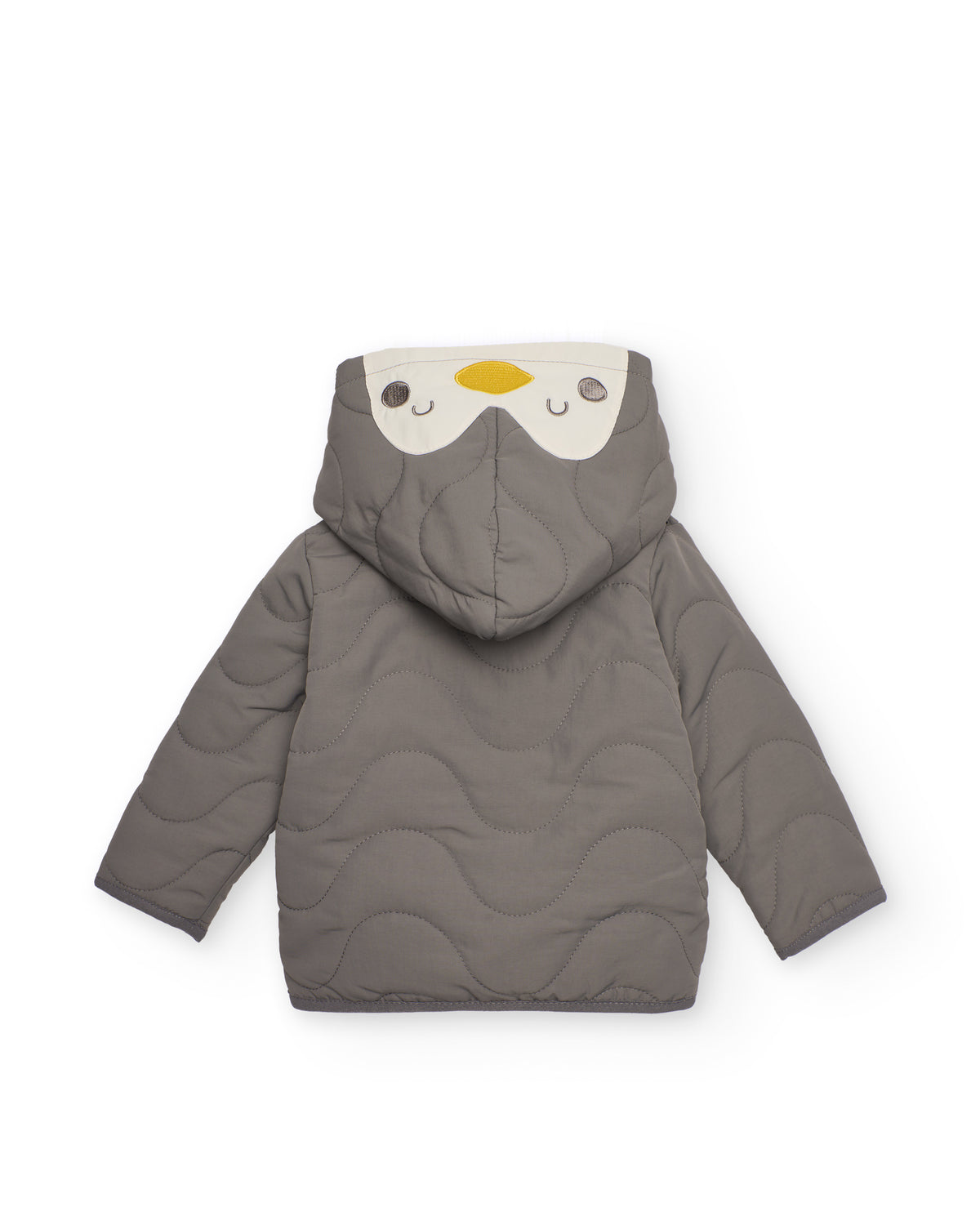 Chaqueta acolchada para recién nacido en gris con capucha con