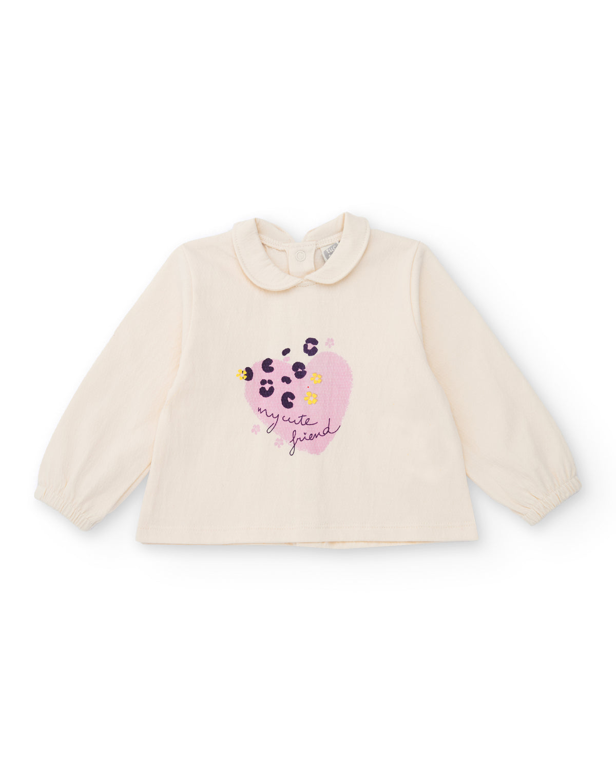 Conjunto para recién nacido de blusa marfil con estampado de