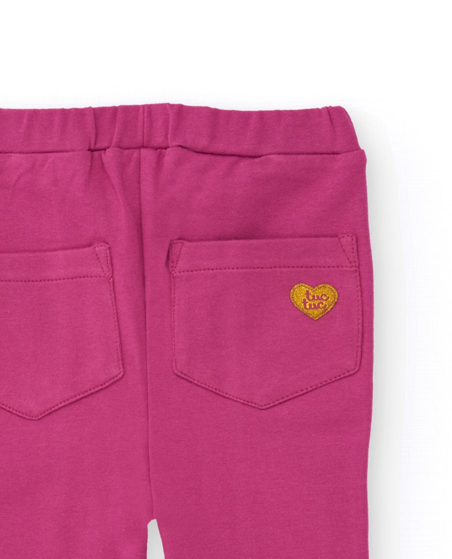 Pantalón para niña color fucsia acampanado