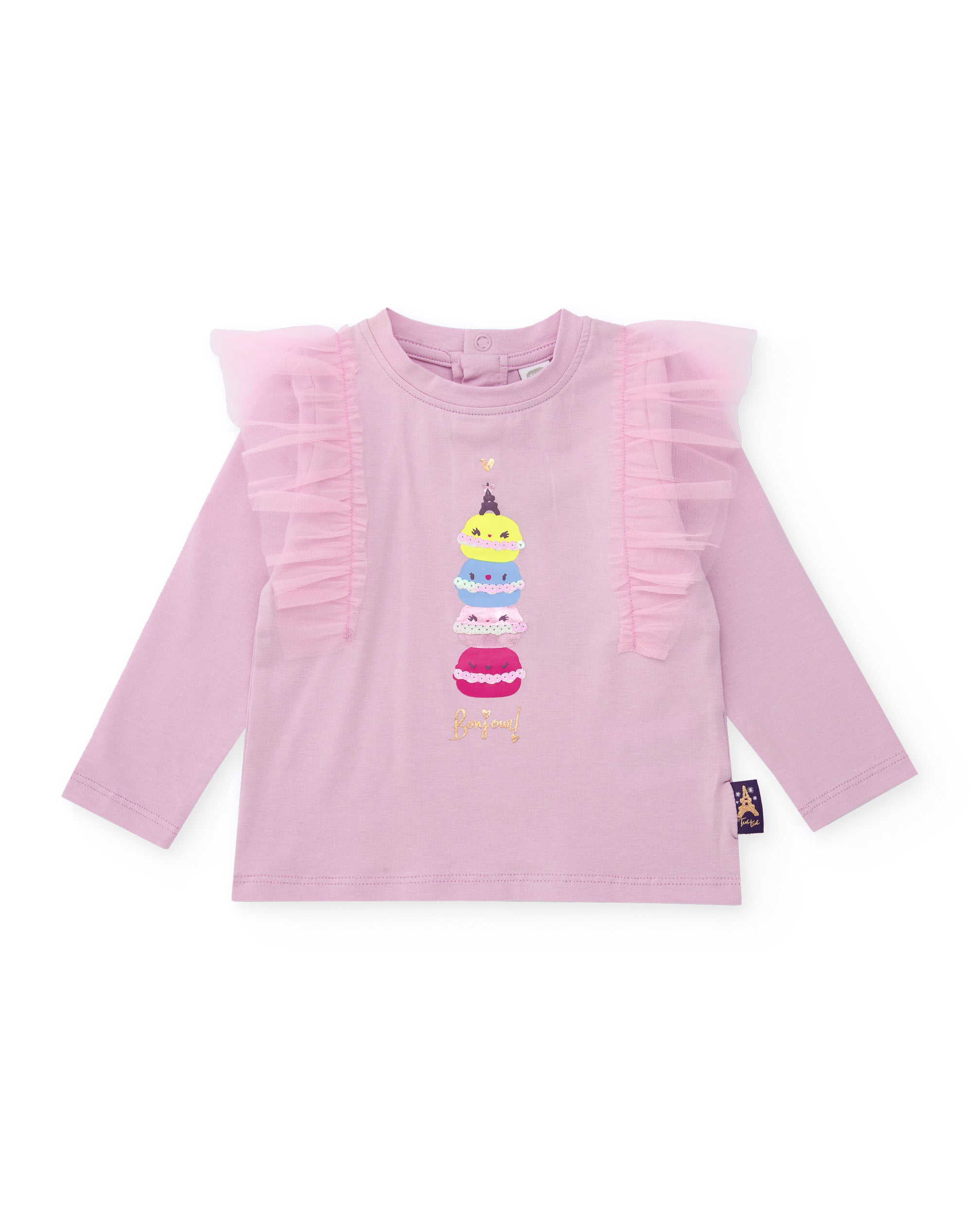 Camiseta de punto para niña color rosa con estampado de
