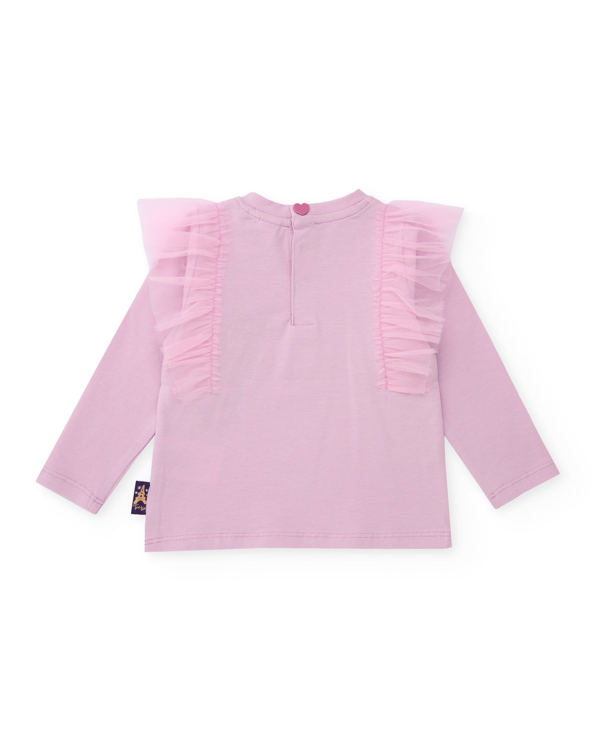 Camiseta de punto para niña color rosa con estampado de