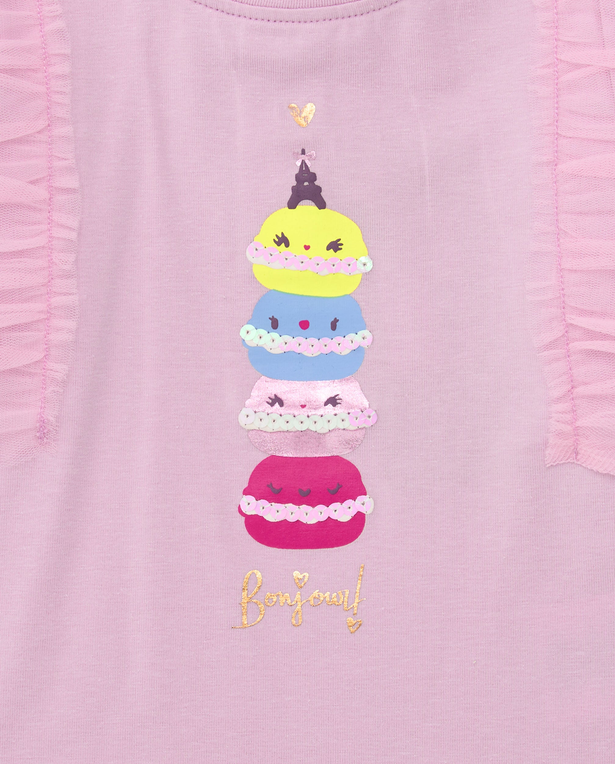 Camiseta de punto para niña color rosa con estampado de