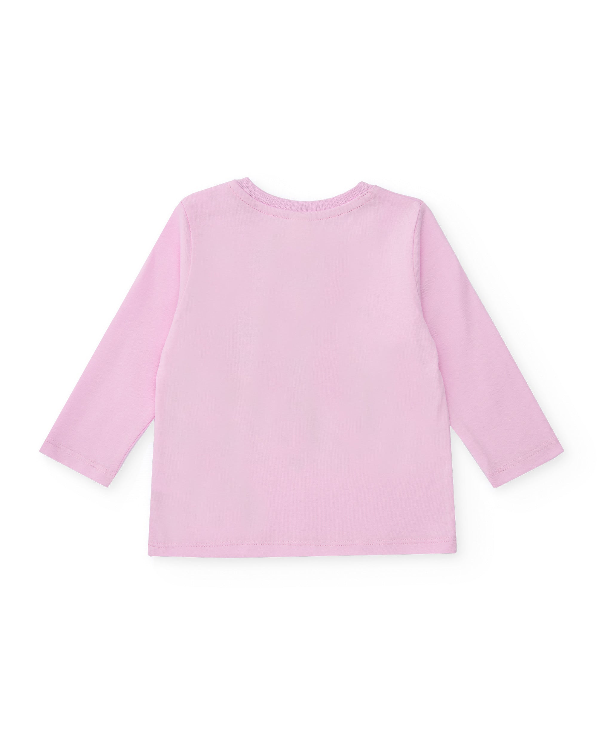 Pijama de punto para niña color rosa con estampado de macarons.