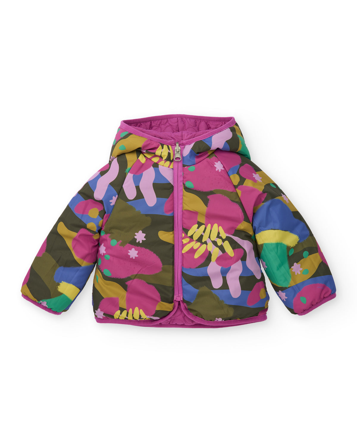 Chaqueta acolchada reversible para niña estampado multicolor