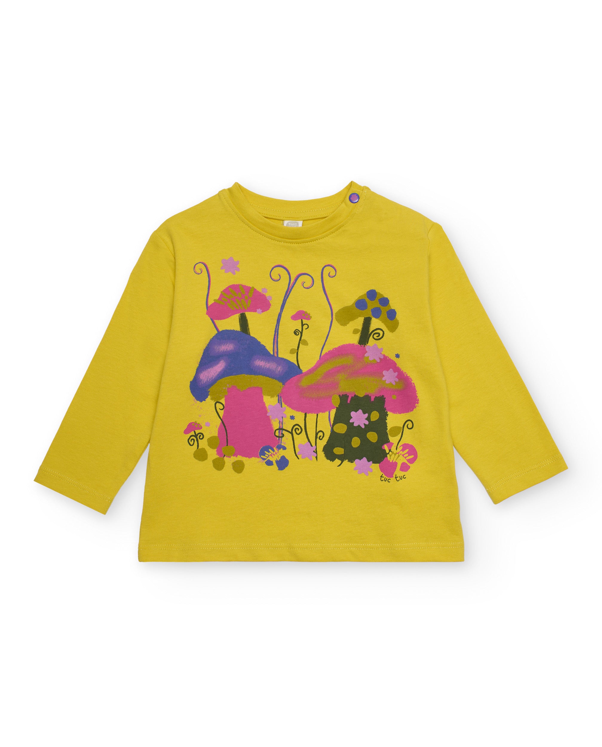 Camiseta de manga larga para niña en color amarillo con