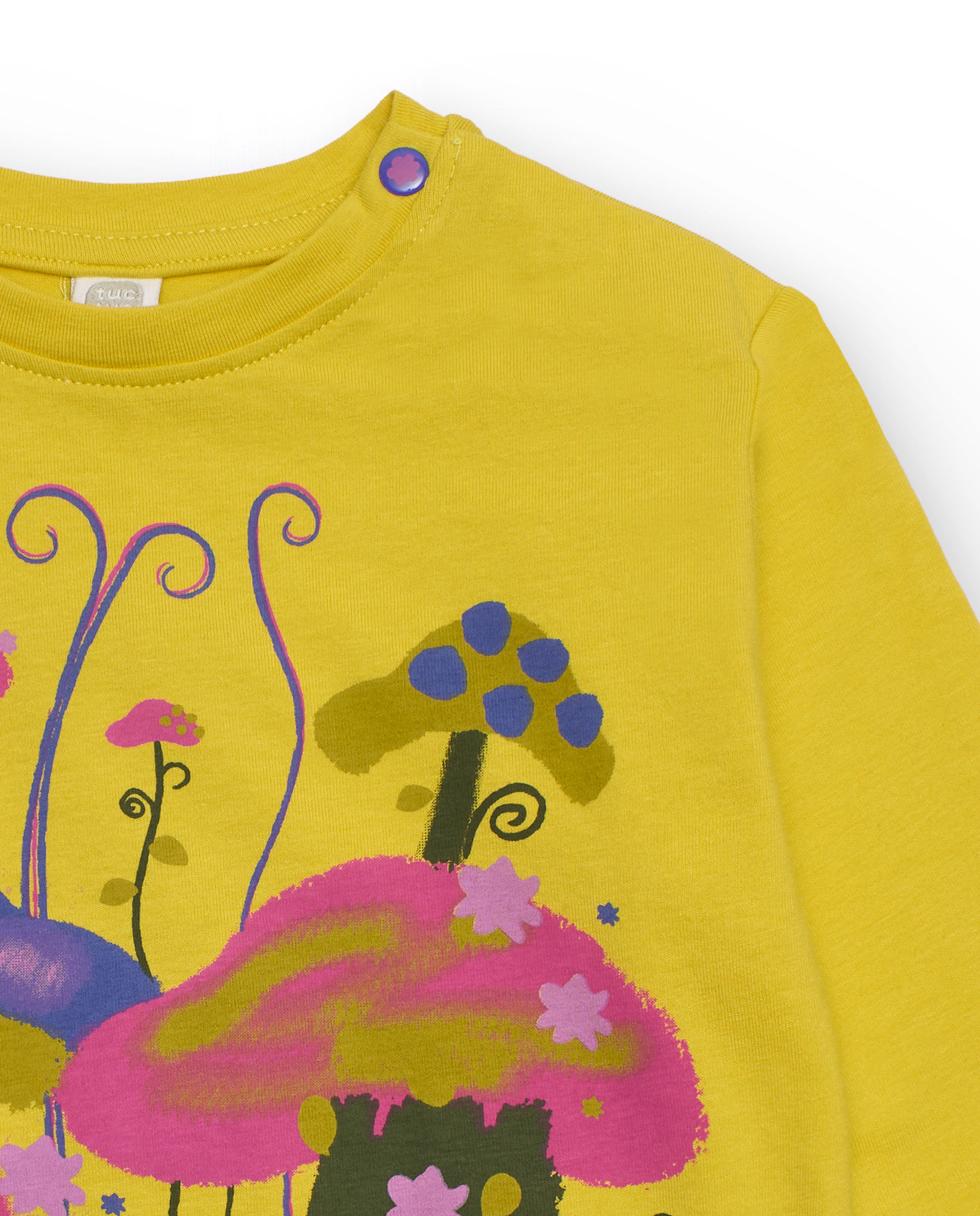 Camiseta de manga larga para niña en color amarillo con