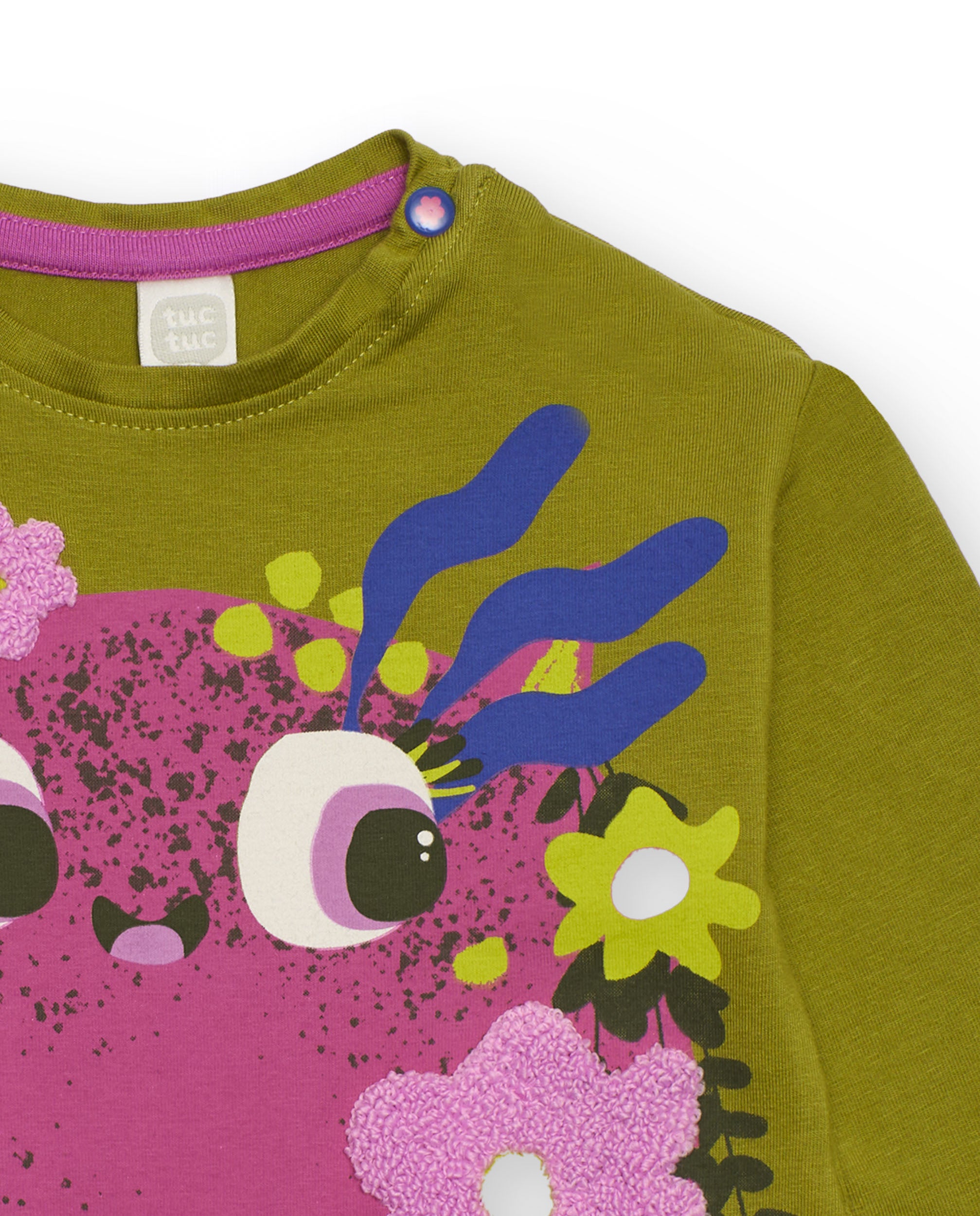 Camiseta de manga larga para niña color verde con estampado de
