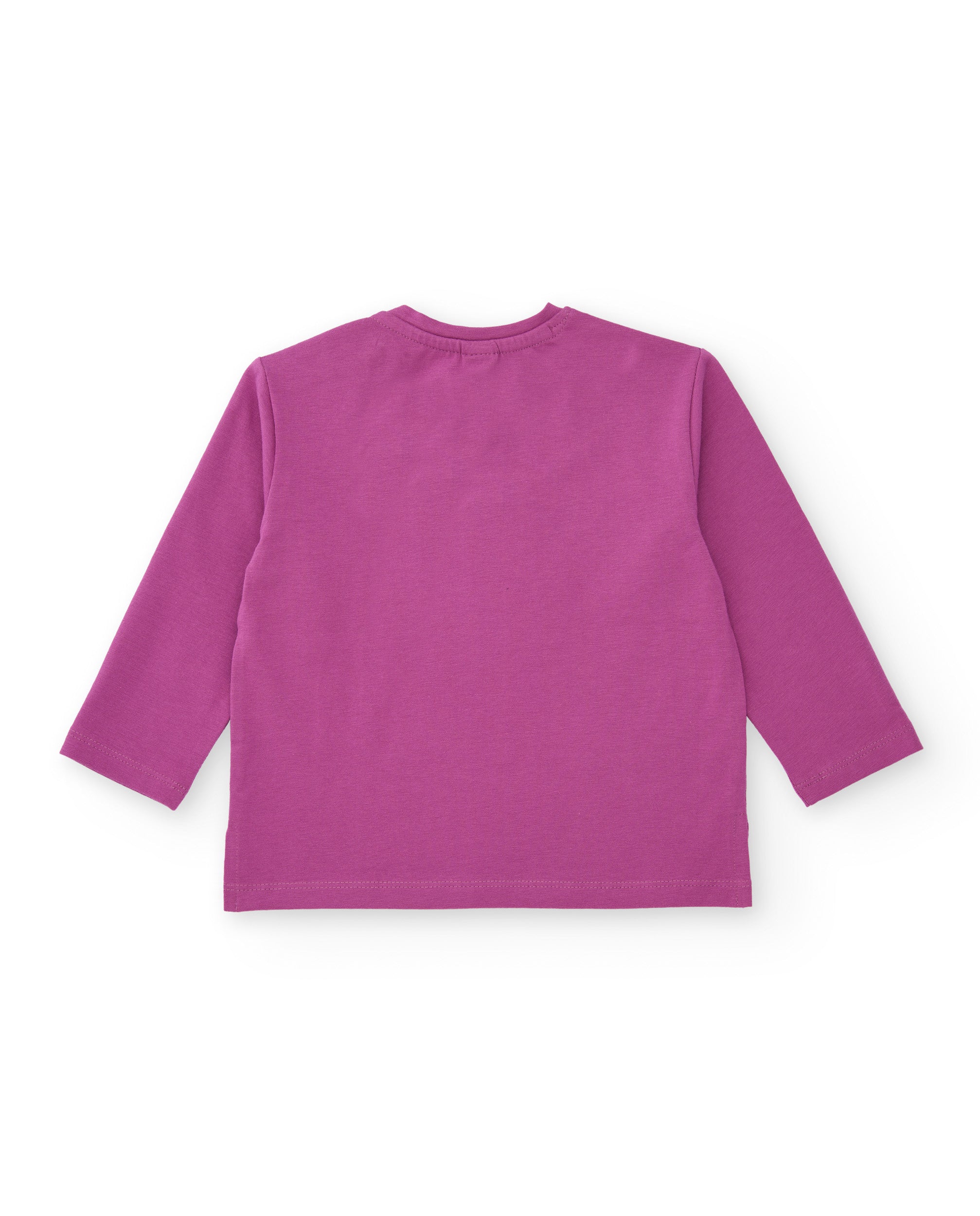 Camiseta de manga larga para niña color fucsia con estampado