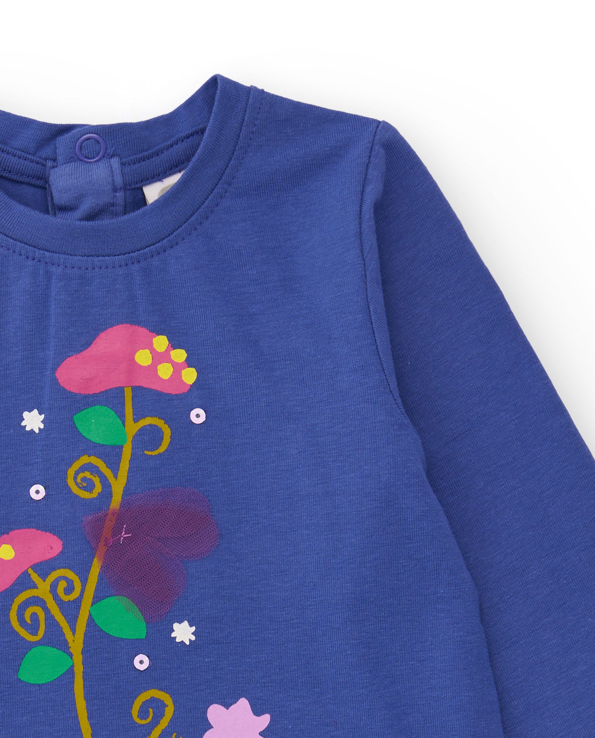 Camiseta de manga larga para niña color azul con estampado