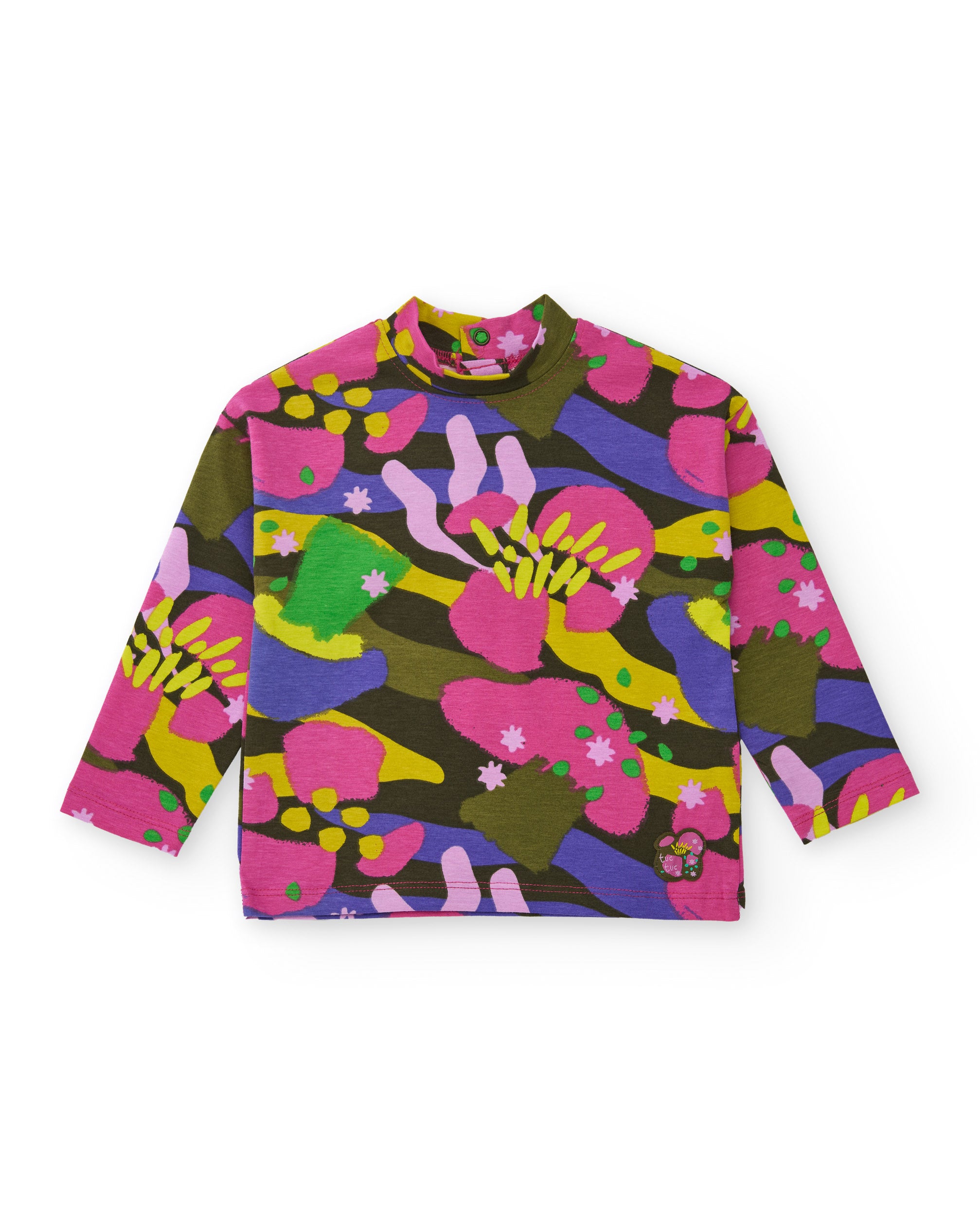 Camiseta de manga larga para niña con estampado floral