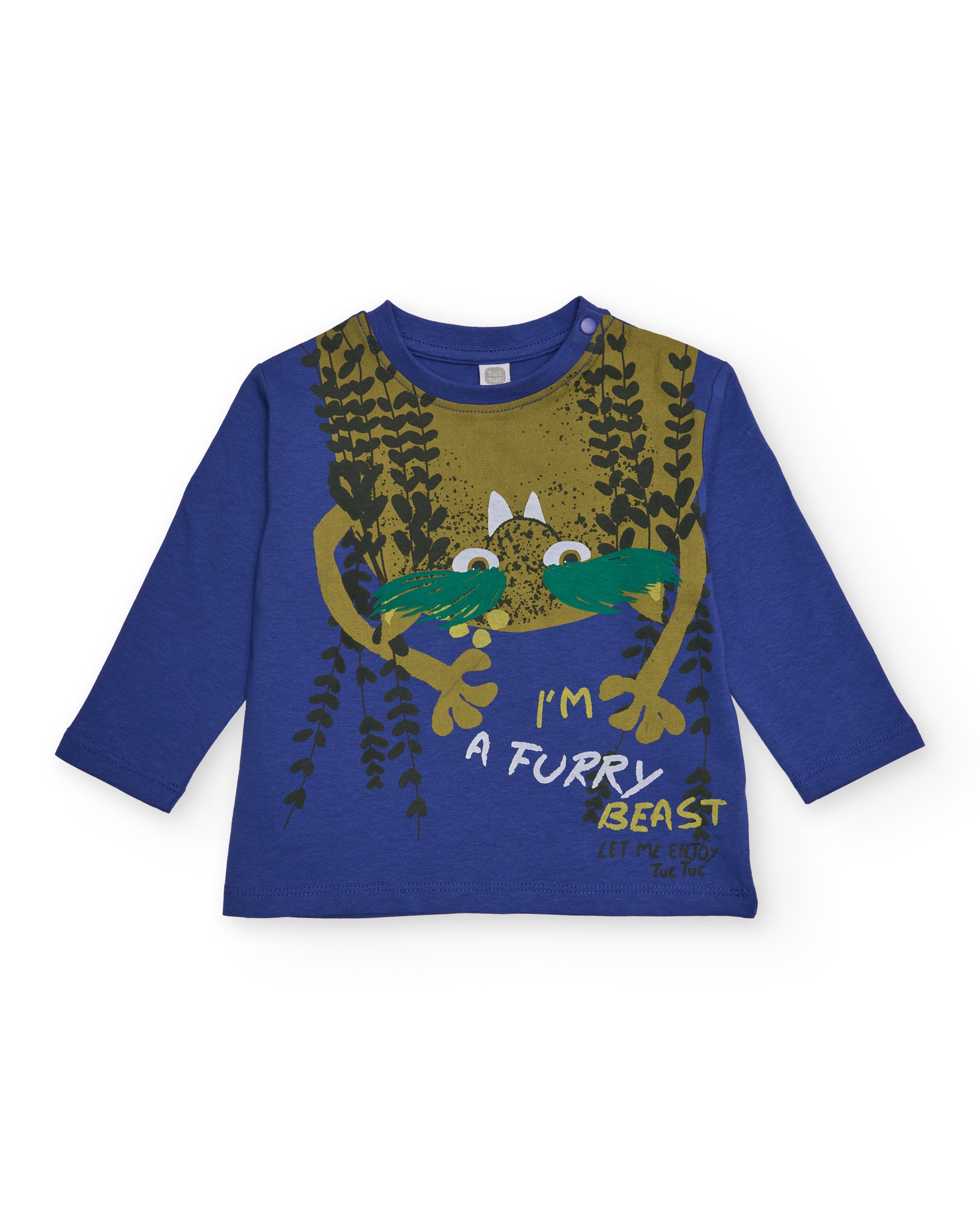 Camiseta de manga larga para niño en color azul con estampado