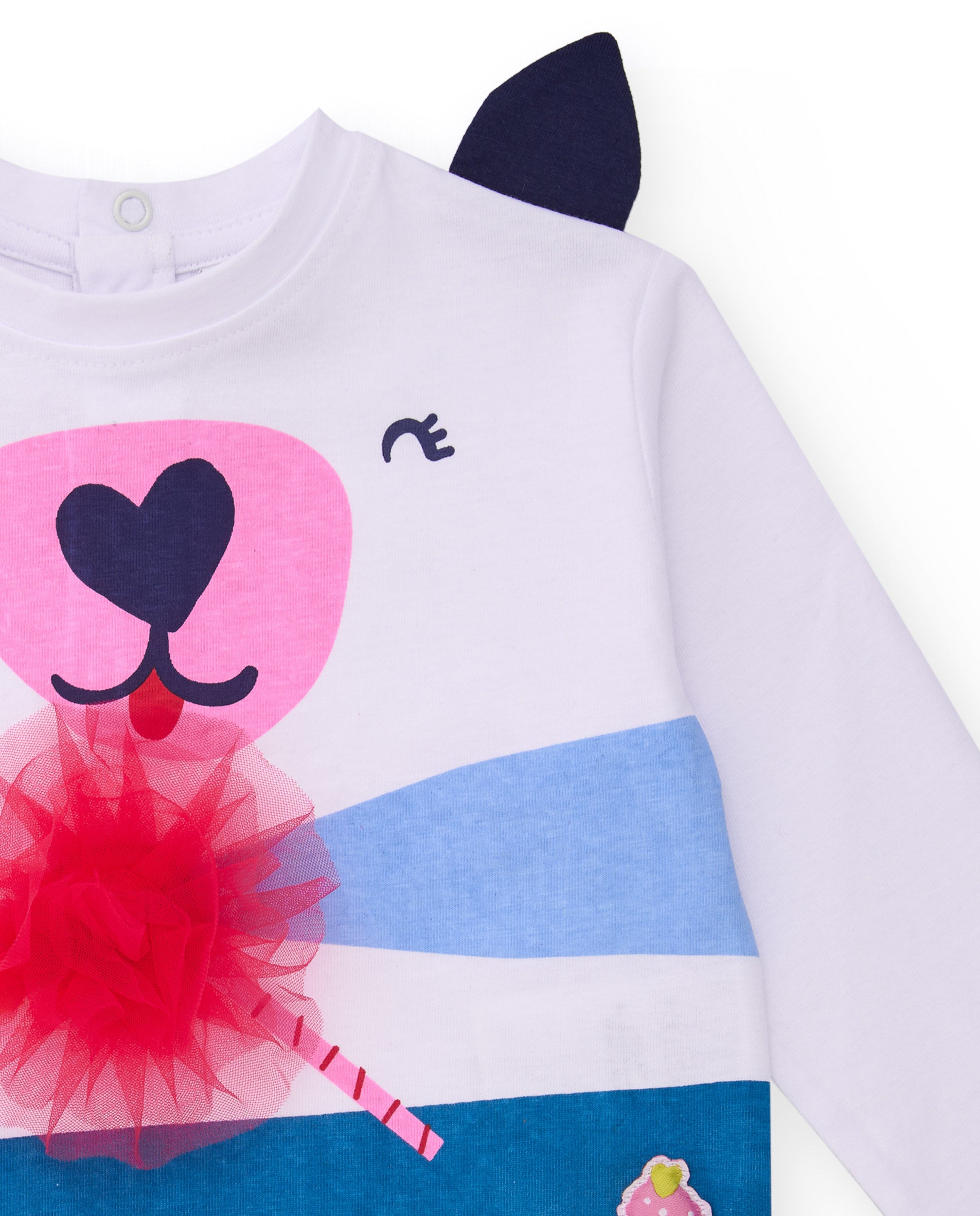 Camiseta para niña en blanco de manga larga con estampado de