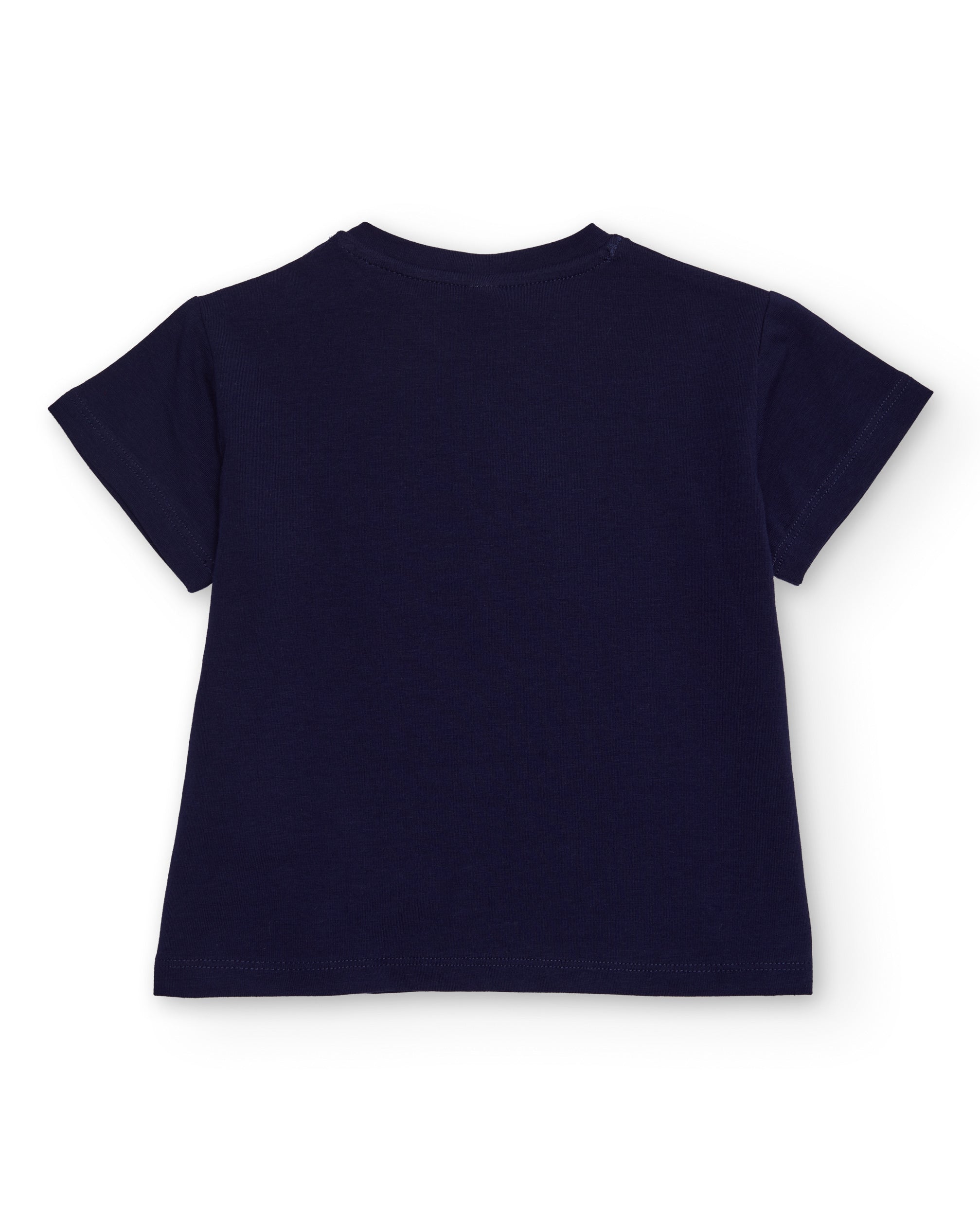 Camiseta para niña en azul marino con estampado colorido y