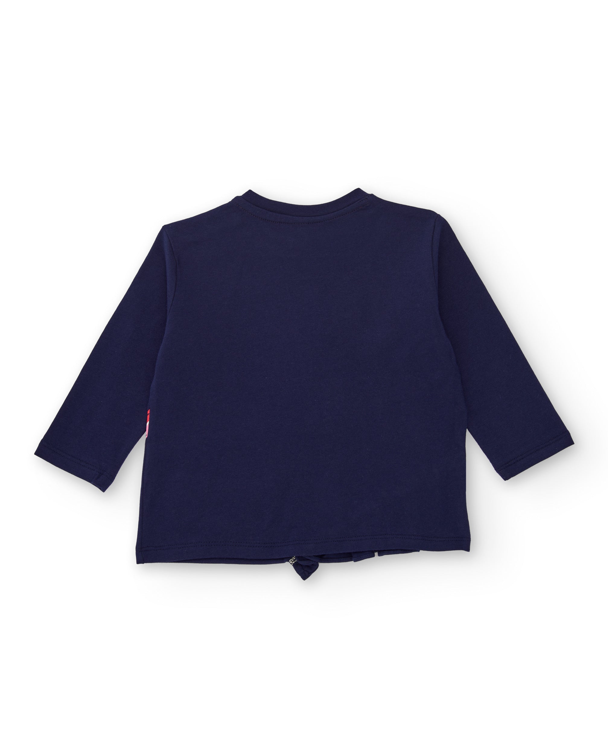 Camiseta para niña en azul marino con diseño de bolso cupcake y