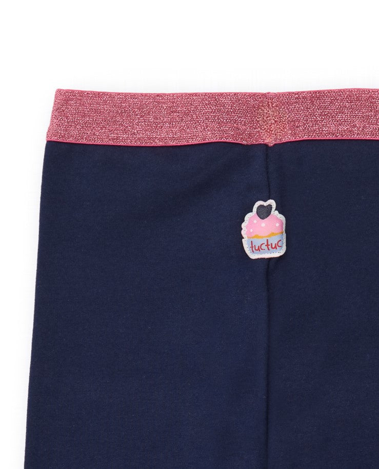 Leggings para niña en azul marino con estampado de estrellas