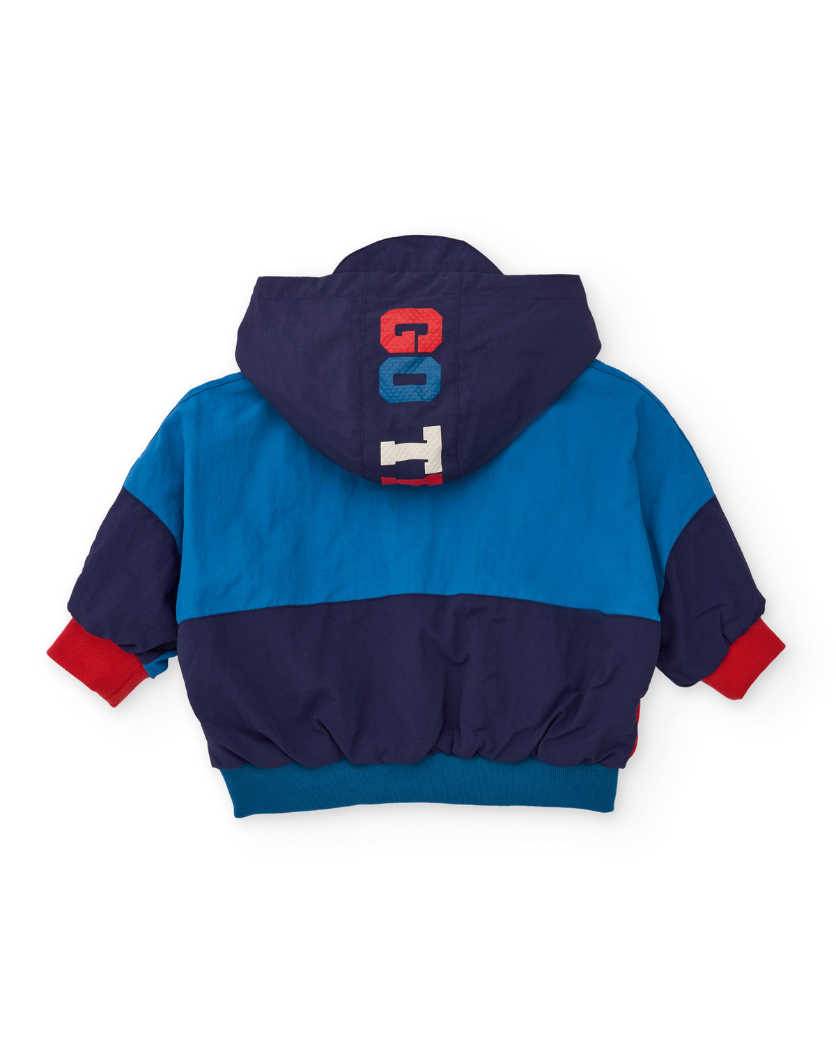 Chaqueta cortavientos de niño en bloques de color azul marino y