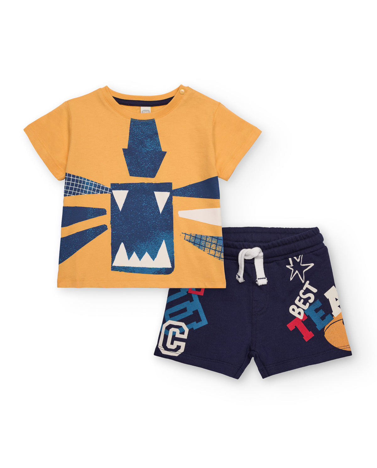 Conjunto para niño de camiseta amarilla con estampado divertido