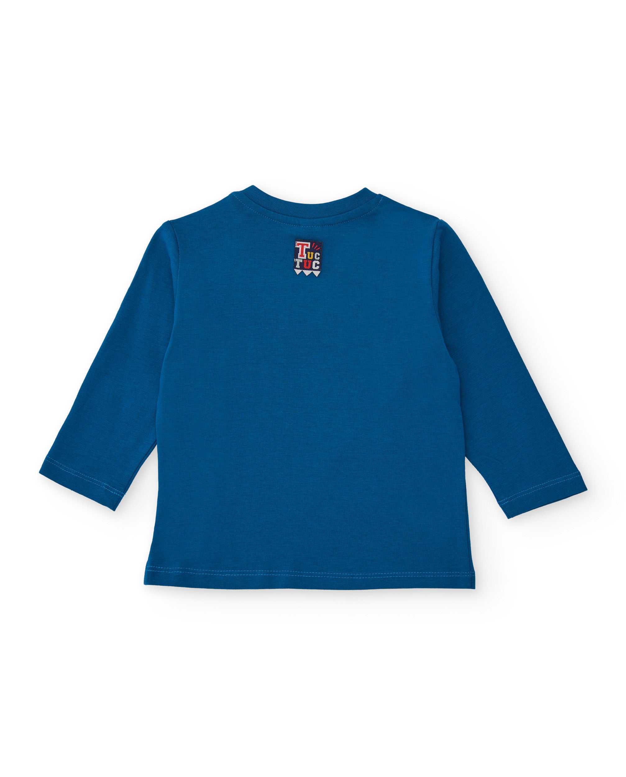 Camiseta para niño en azul de manga larga con estampado de