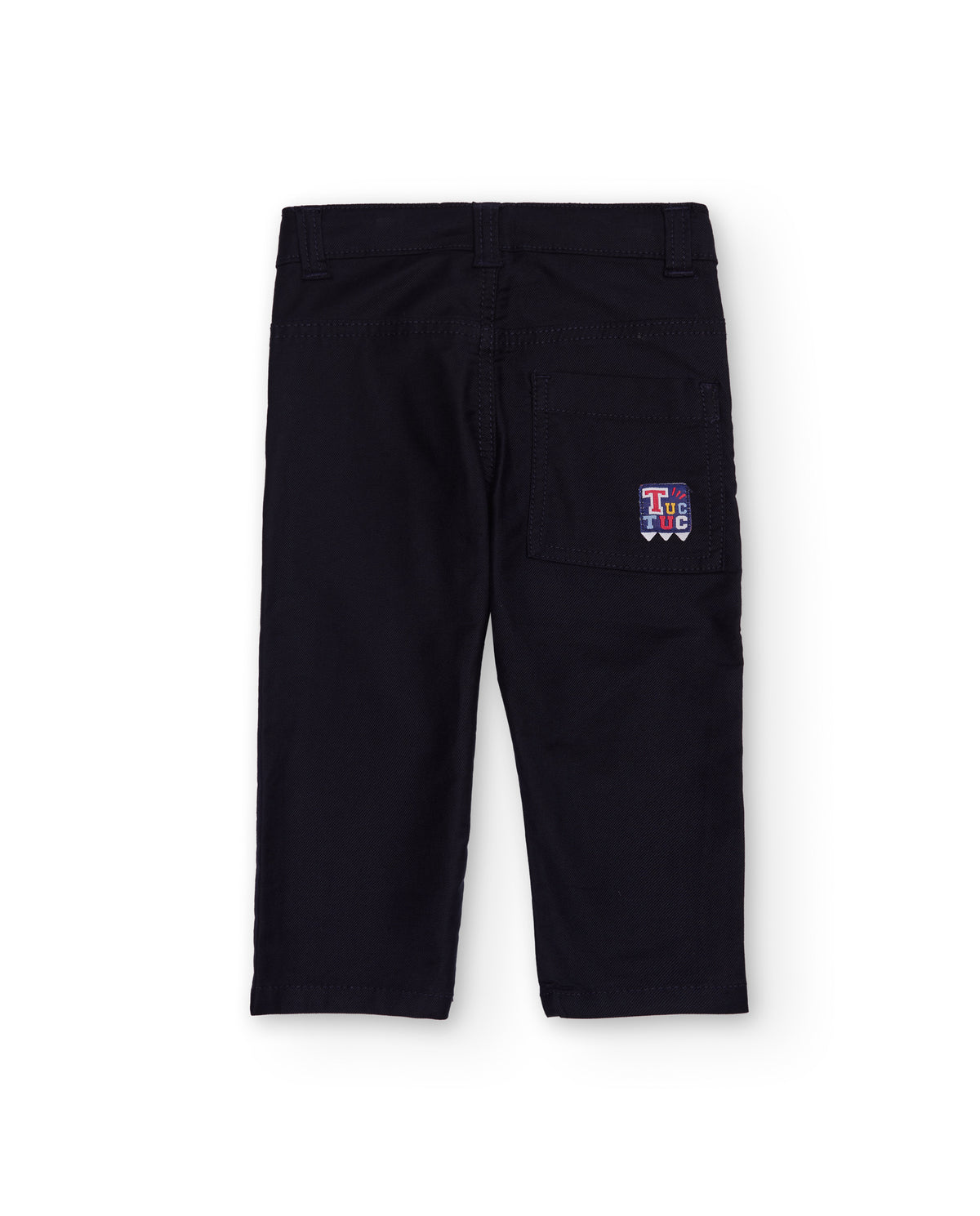 Pantalón de sarga para niño en azul marino con bolsillo trasero