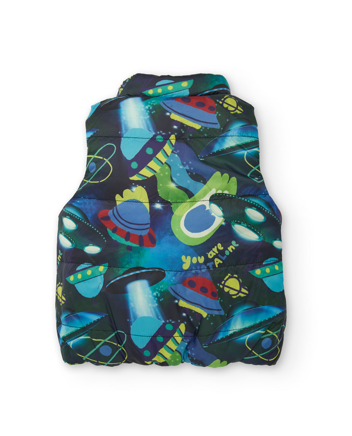 Chaleco acolchado reversible para niño en estampado de nave