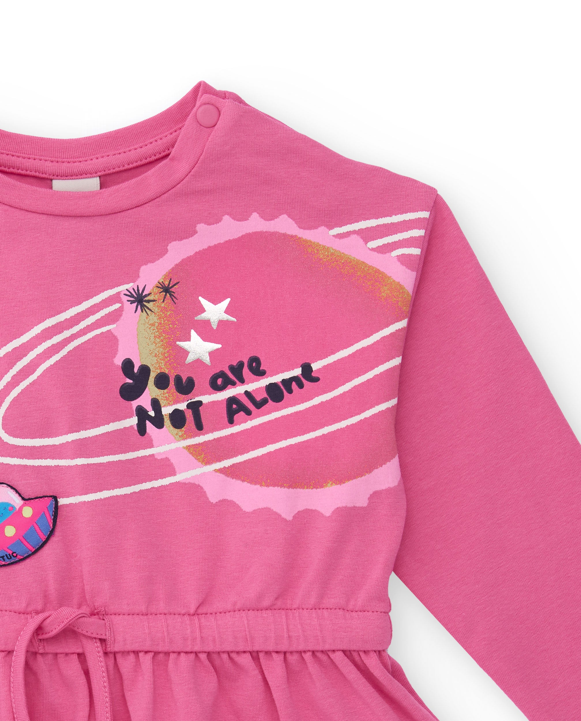 Blusa para niña de manga larga color rosa con estampado