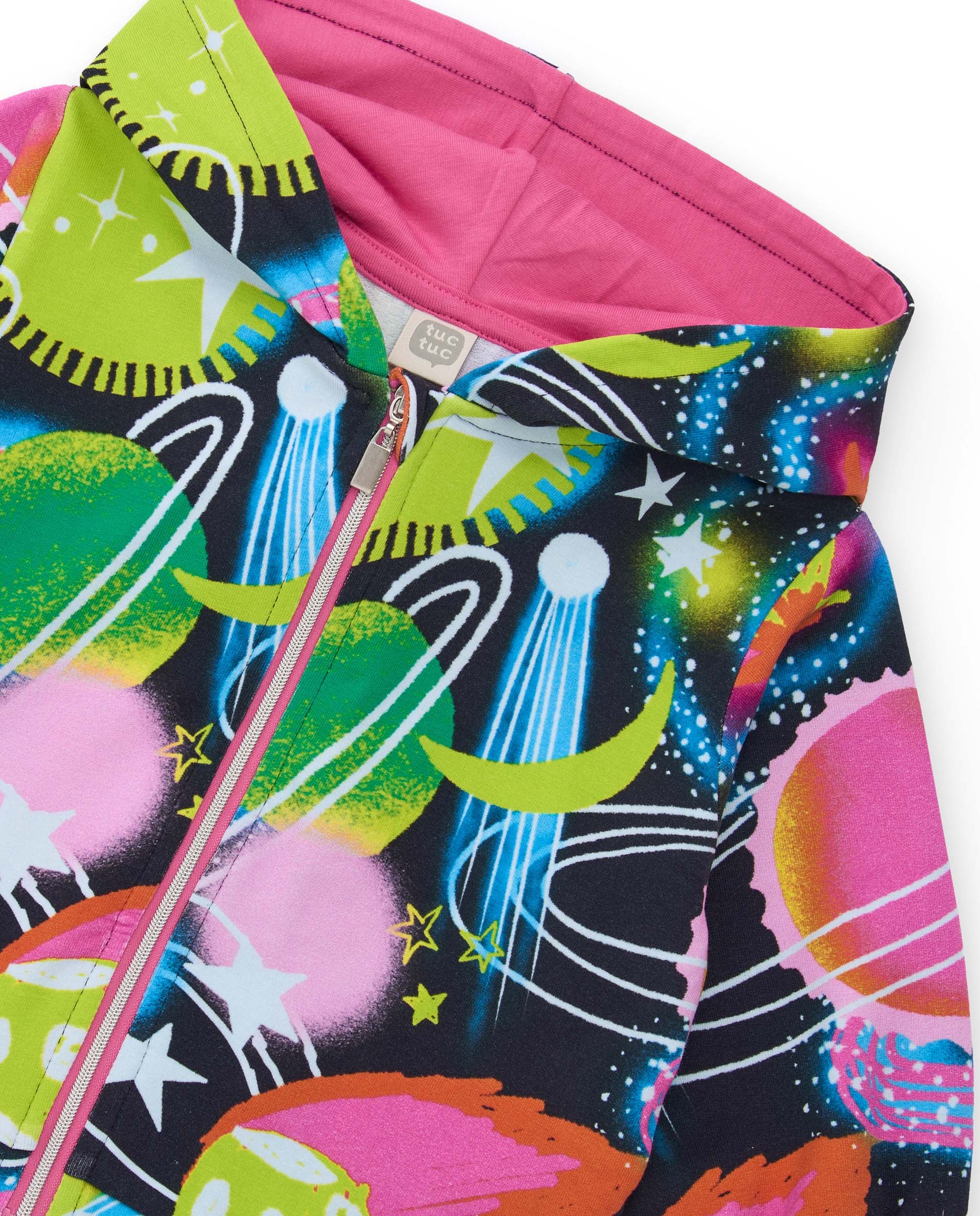 Conjunto para niña de sudadera con estampado espacial y