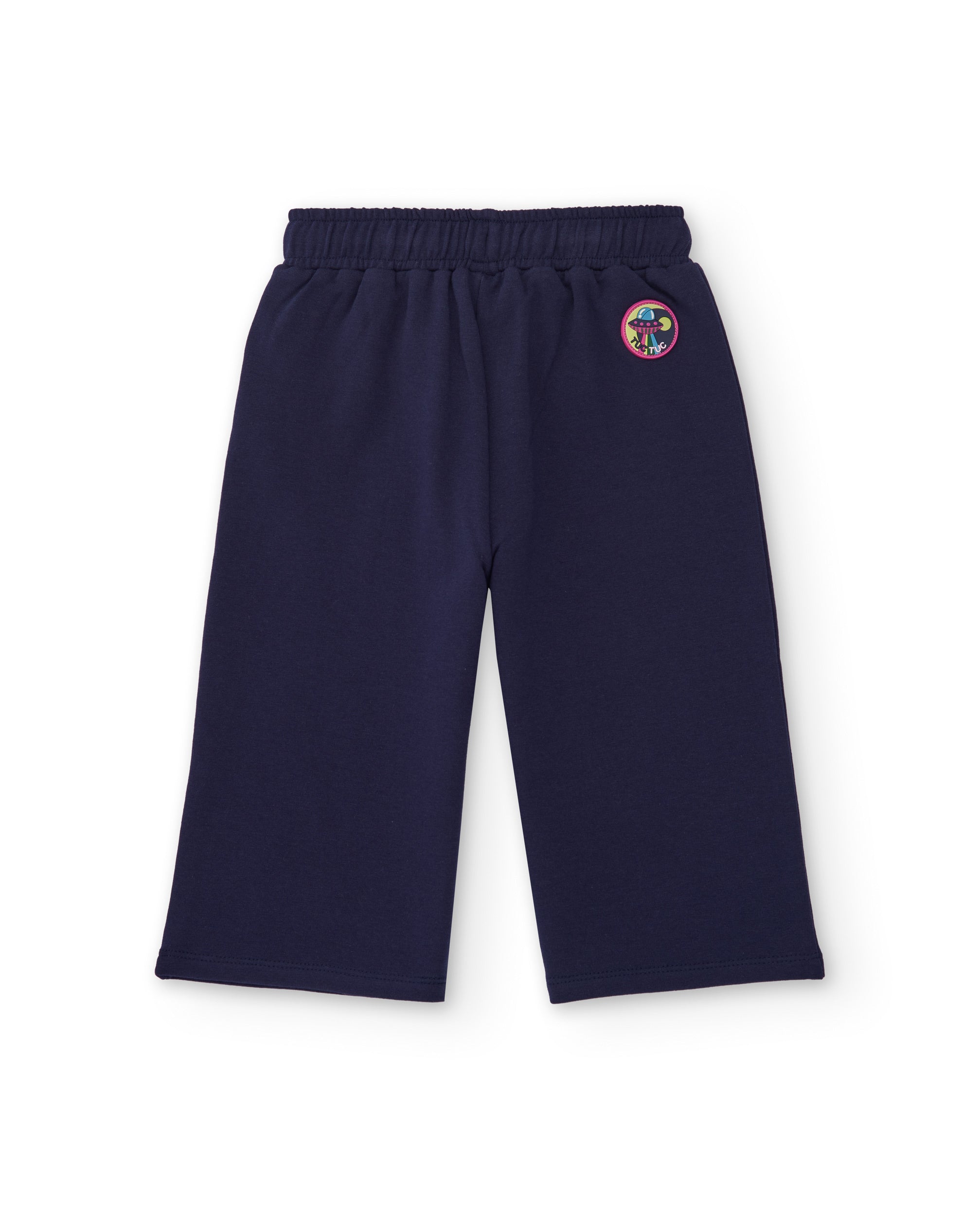 Pantalón de punto para niña color azul marino con ajuste de