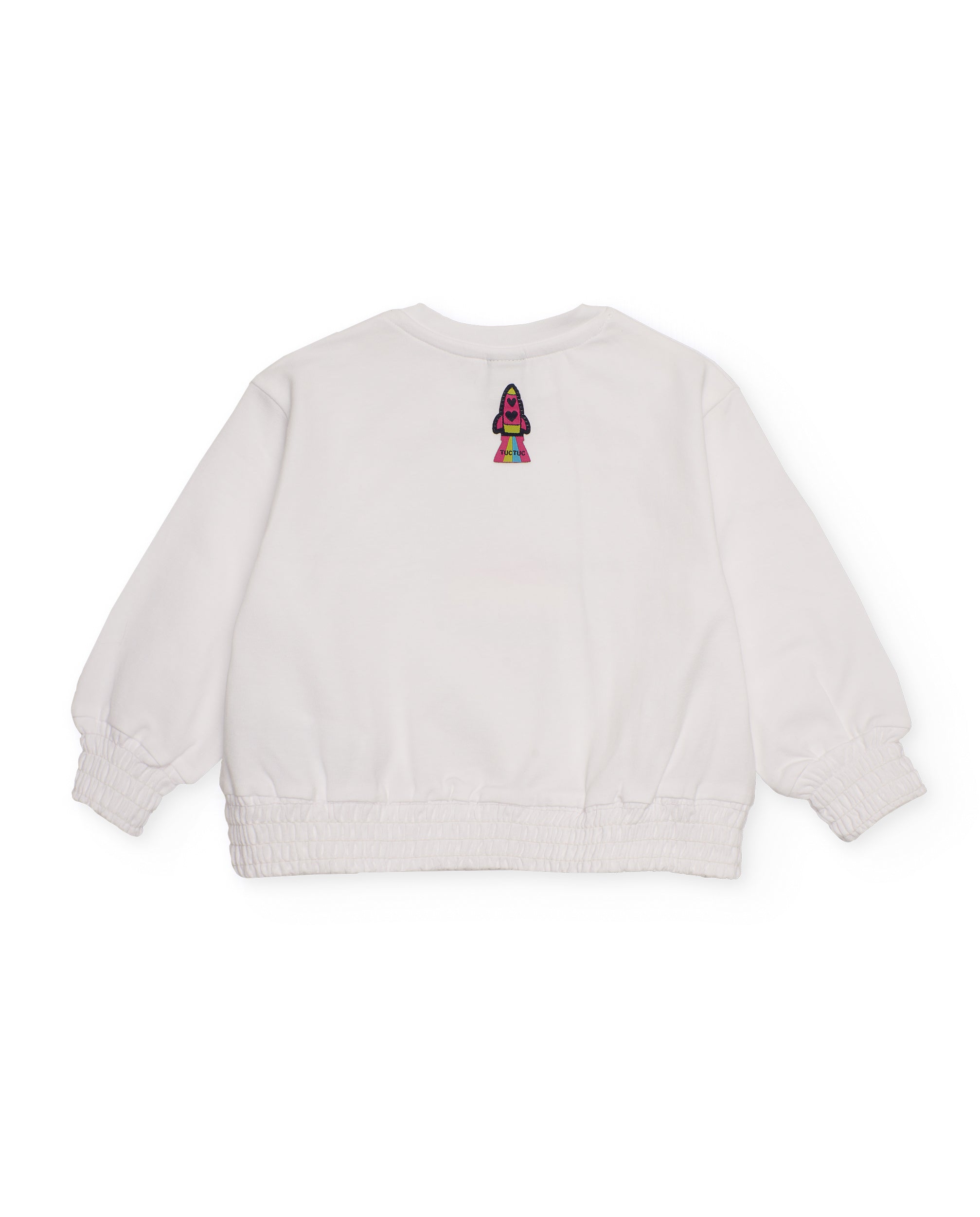 Sudadera de felpa para niña color blanco con lentejuelas de
