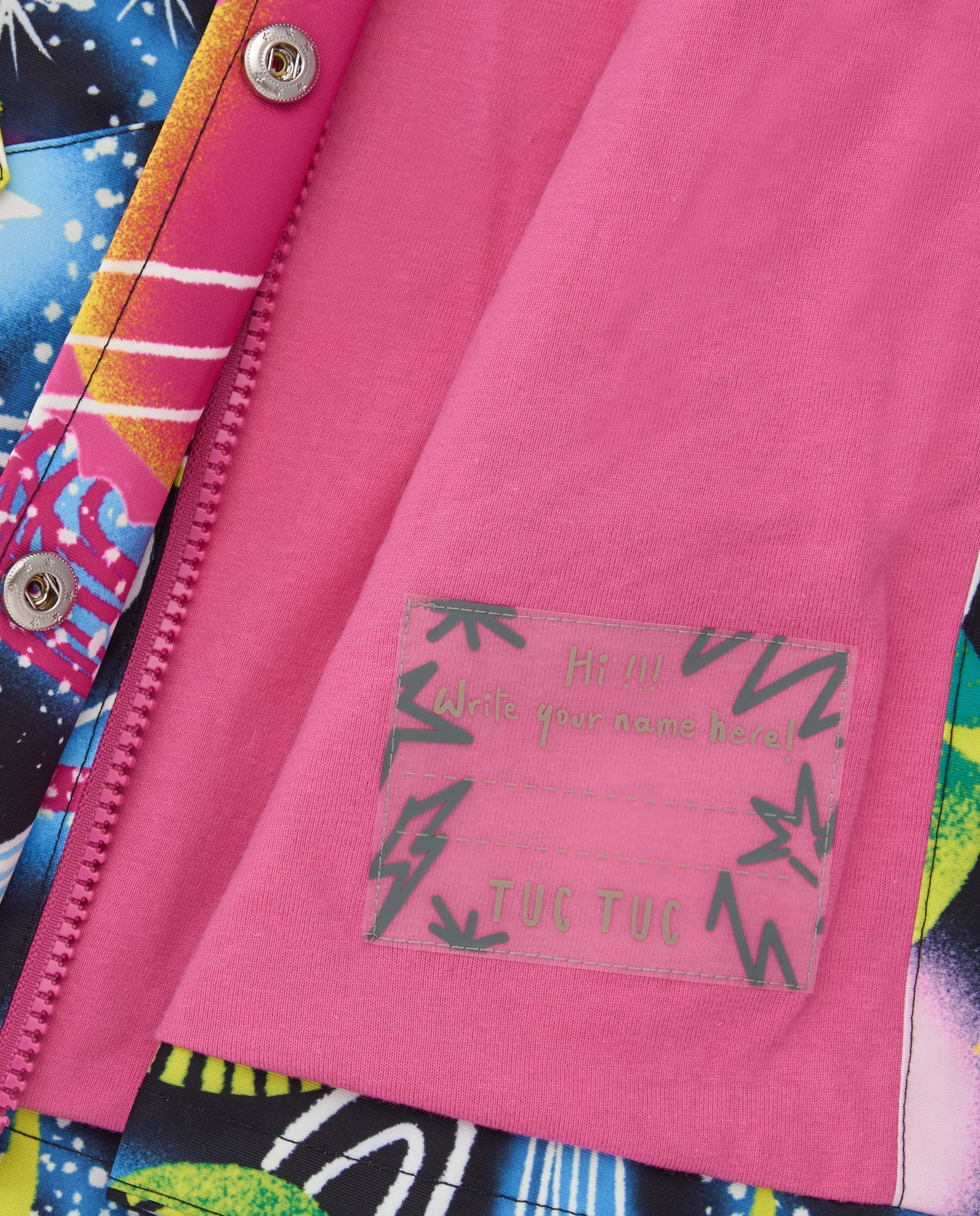 Chaqueta impermeable para niña con estampado de planetas y