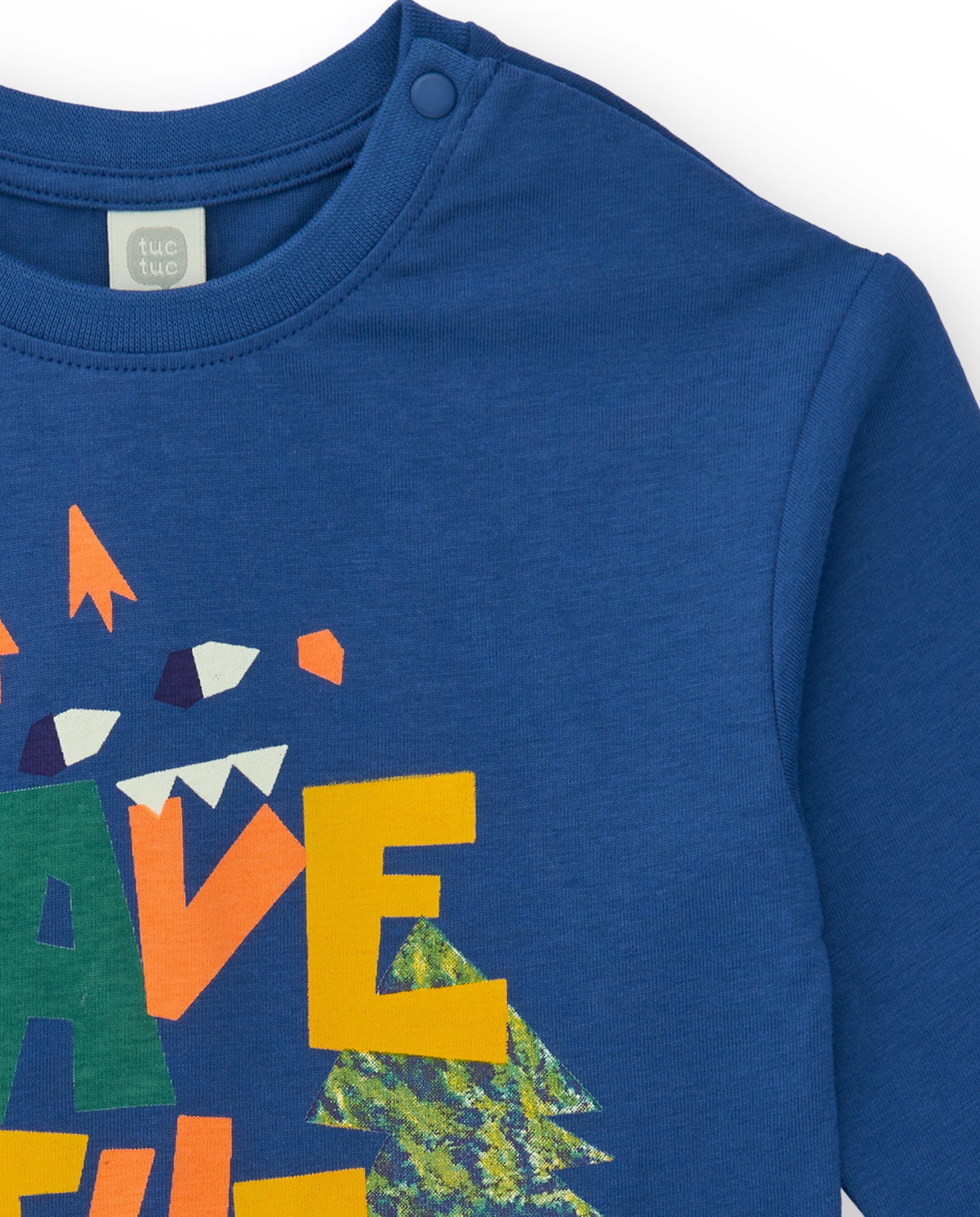 Camiseta de manga larga para niño color crema con estampado de