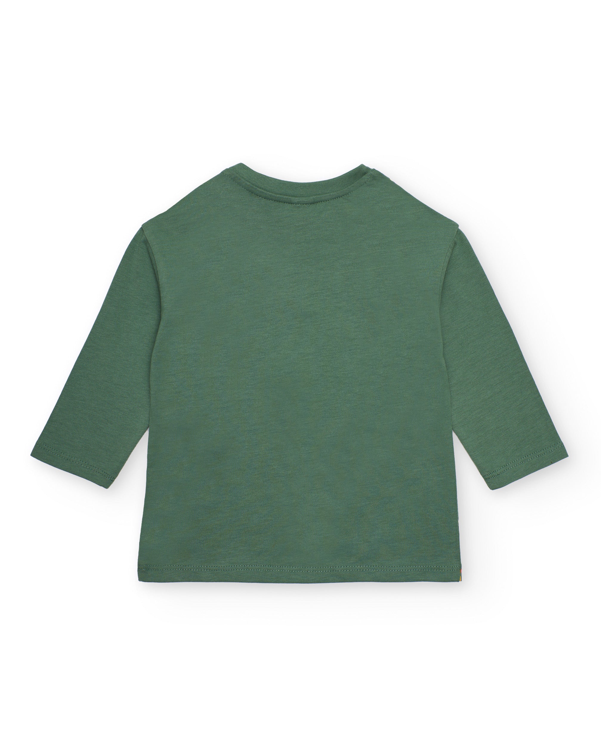 Camiseta de manga larga para niño color verde con estampado de