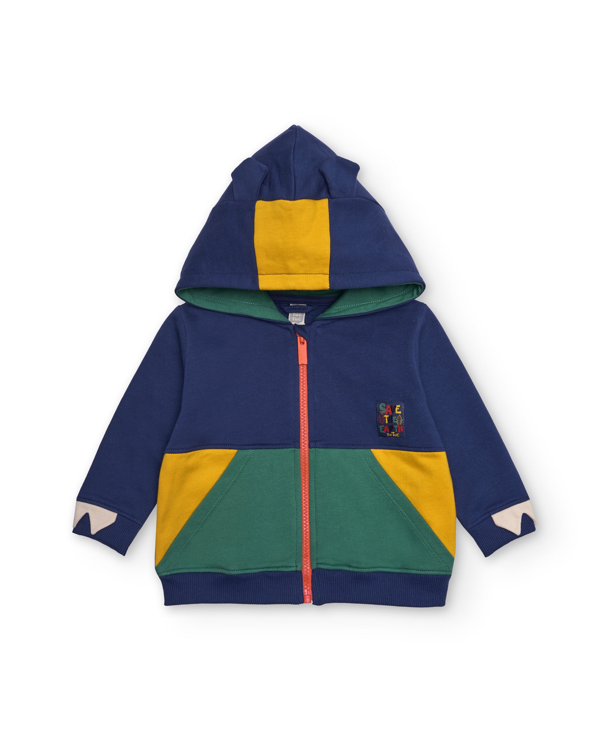 Sudadera con capucha para niño color azul marino con detalles