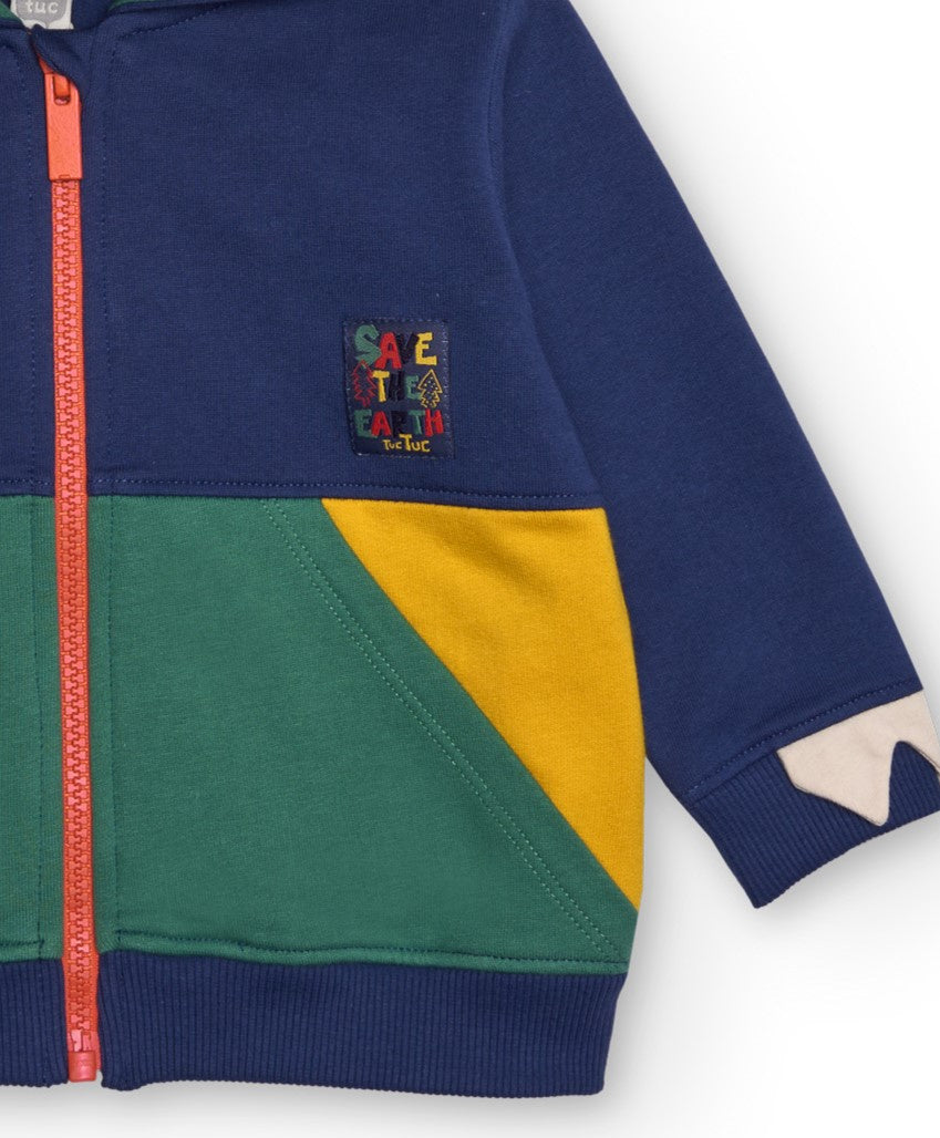 Sudadera con capucha para niño color azul marino con detalles