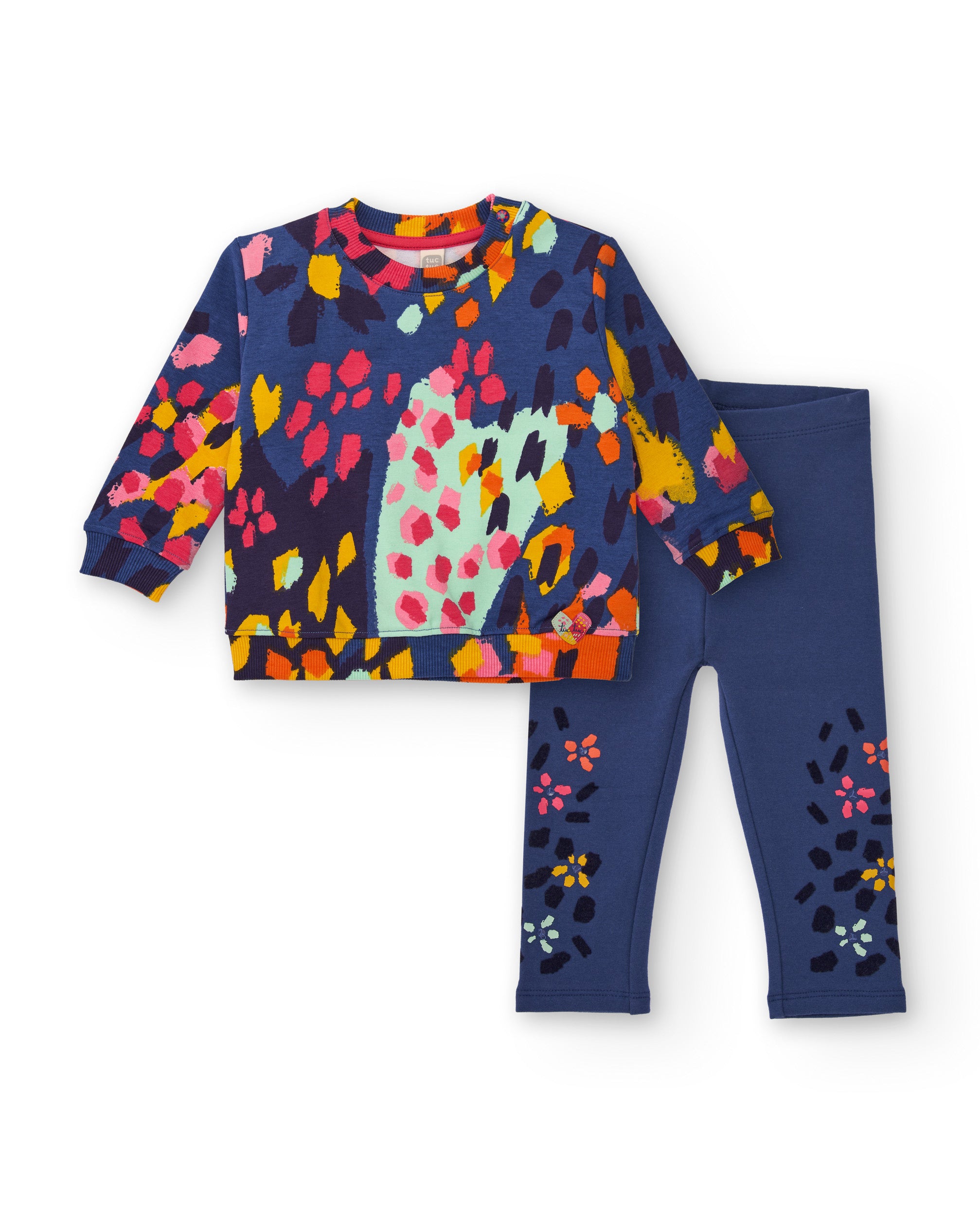 Conjunto para niña de sudadera y leggings con estampado