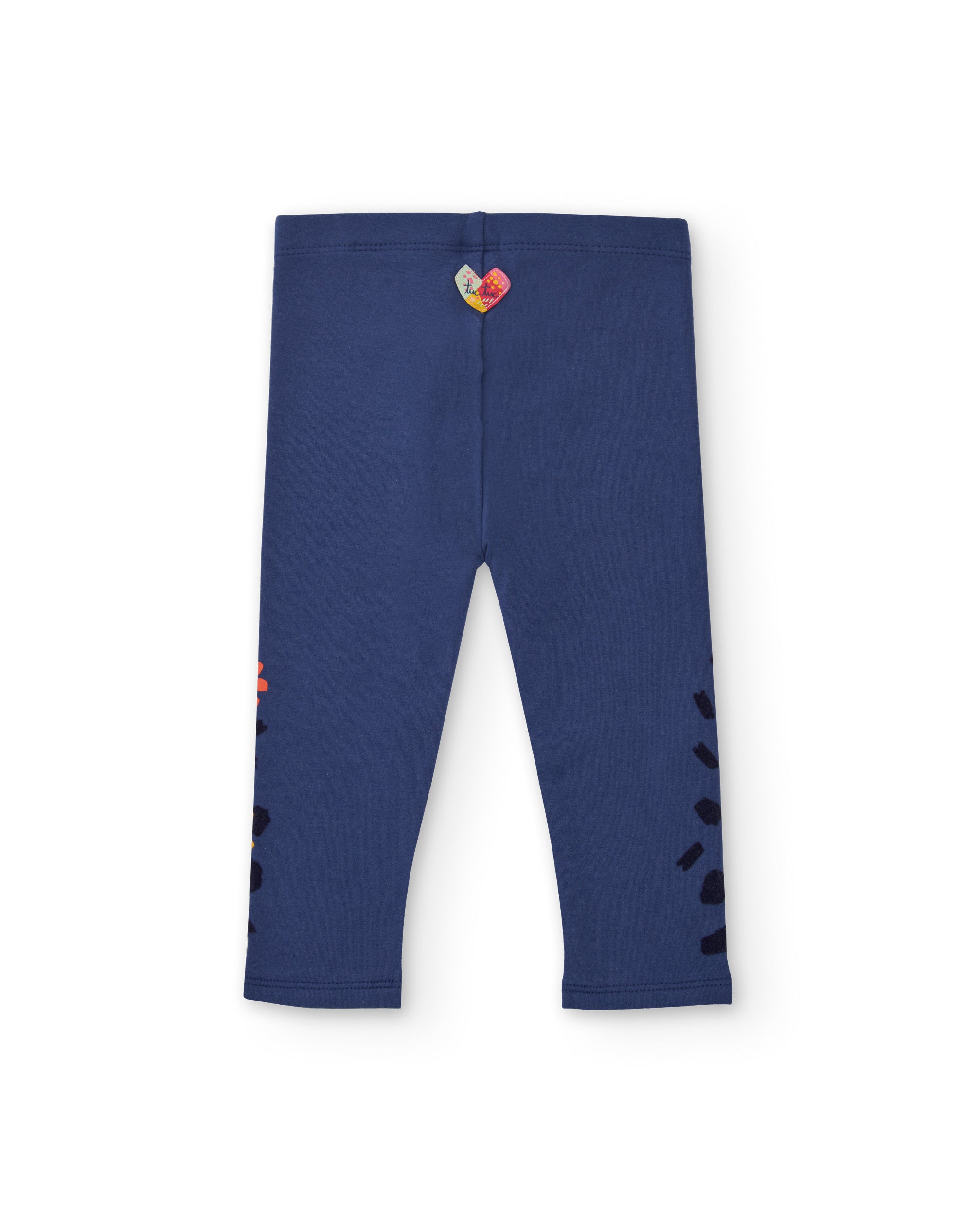 Leggings para niña en color azul marino con estampado de flores.