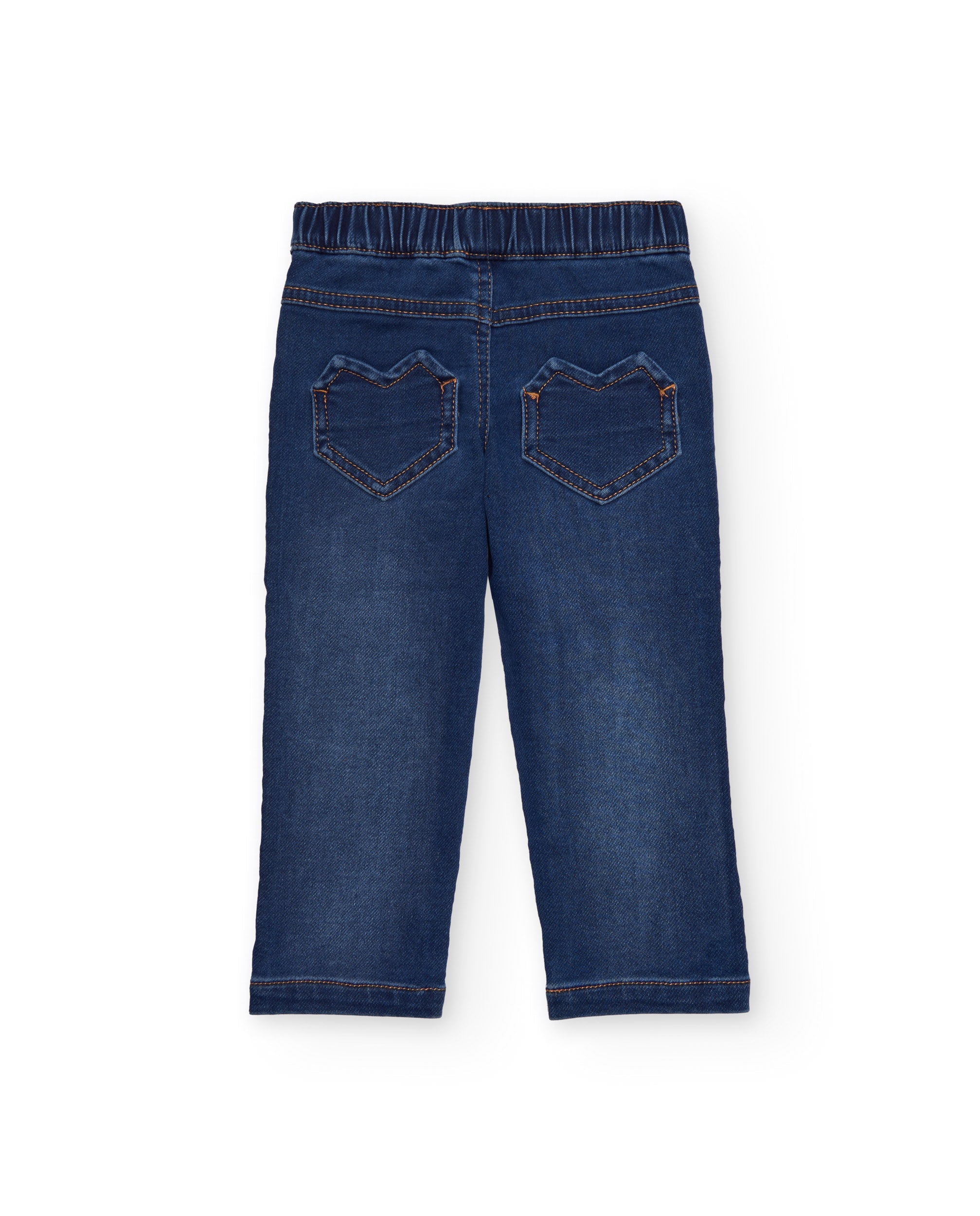 Jeggings de mezclilla para niña con bordados de corazones y
