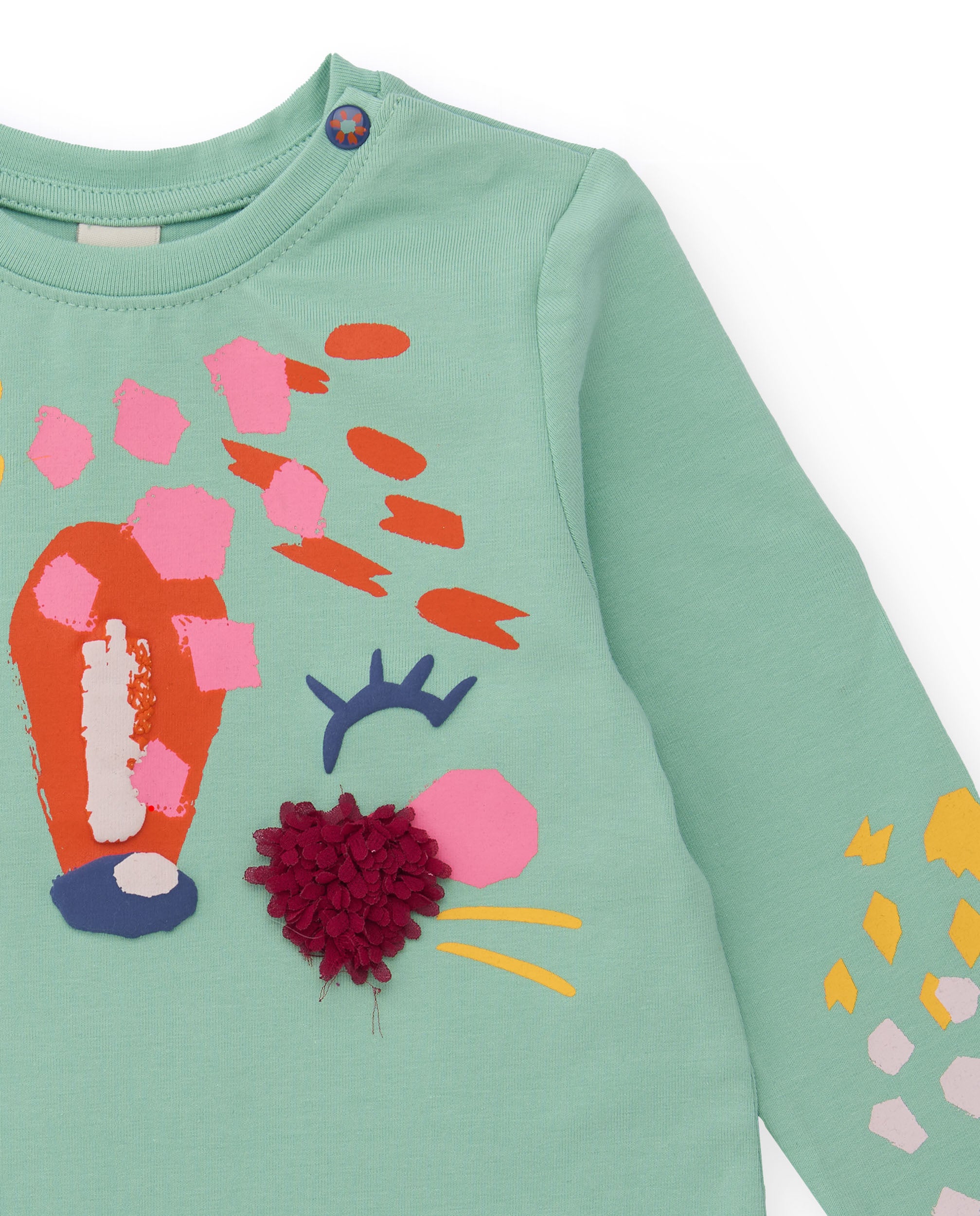 Camiseta de manga larga para niña color verde menta con diseño
