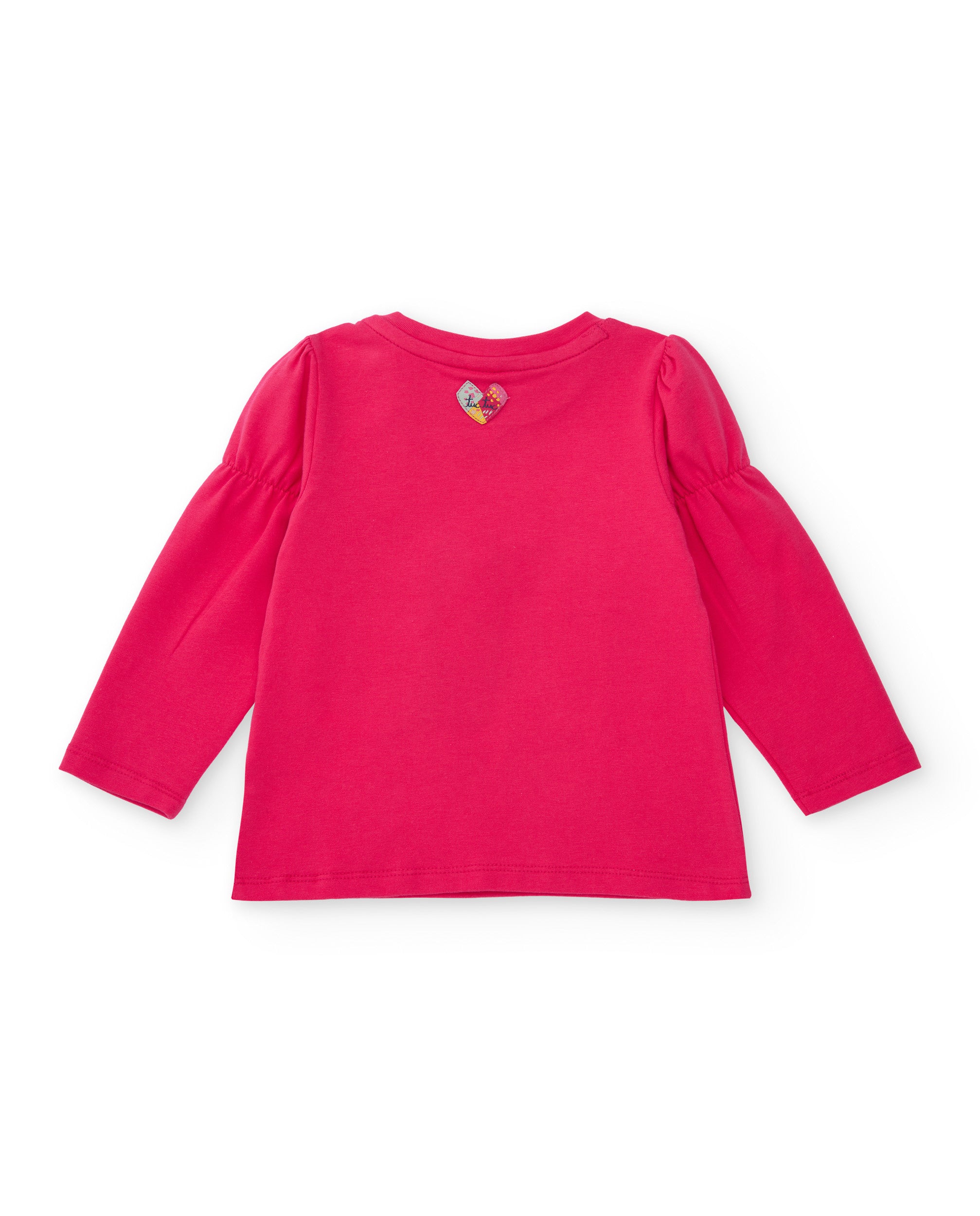 Camiseta de punto para niña color fucsia con estampado de