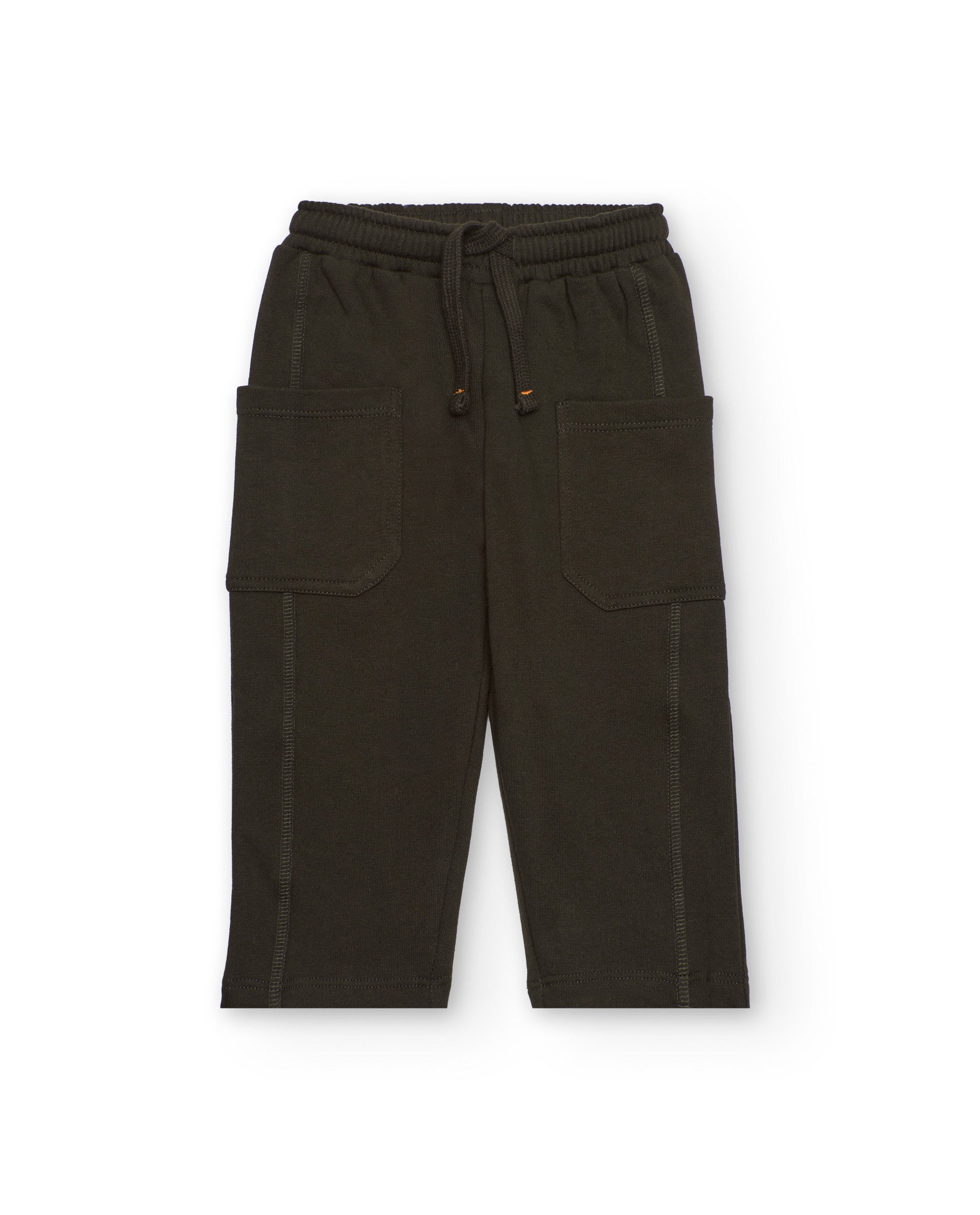 Pantalón de felpa para niño en marrón con bolsillos cargo